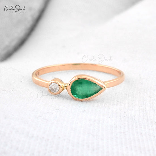 Natural Emerald Engagement Ring