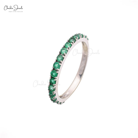 Unveil the magic of our genuine emerald eternity ring