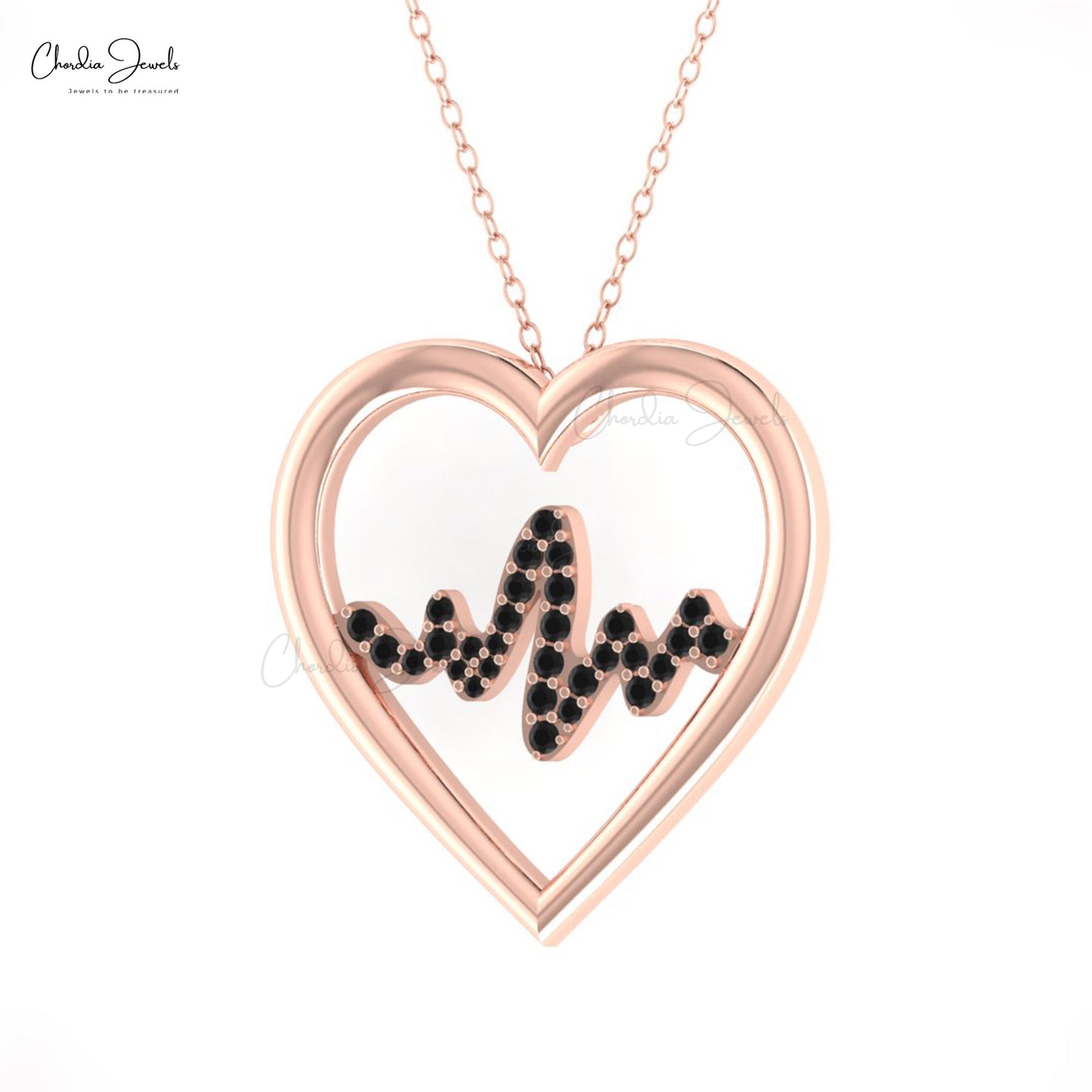 Colgante de corazón con diamantes negros AAA y pavé de oro puro de 14 k, joyería fina Love