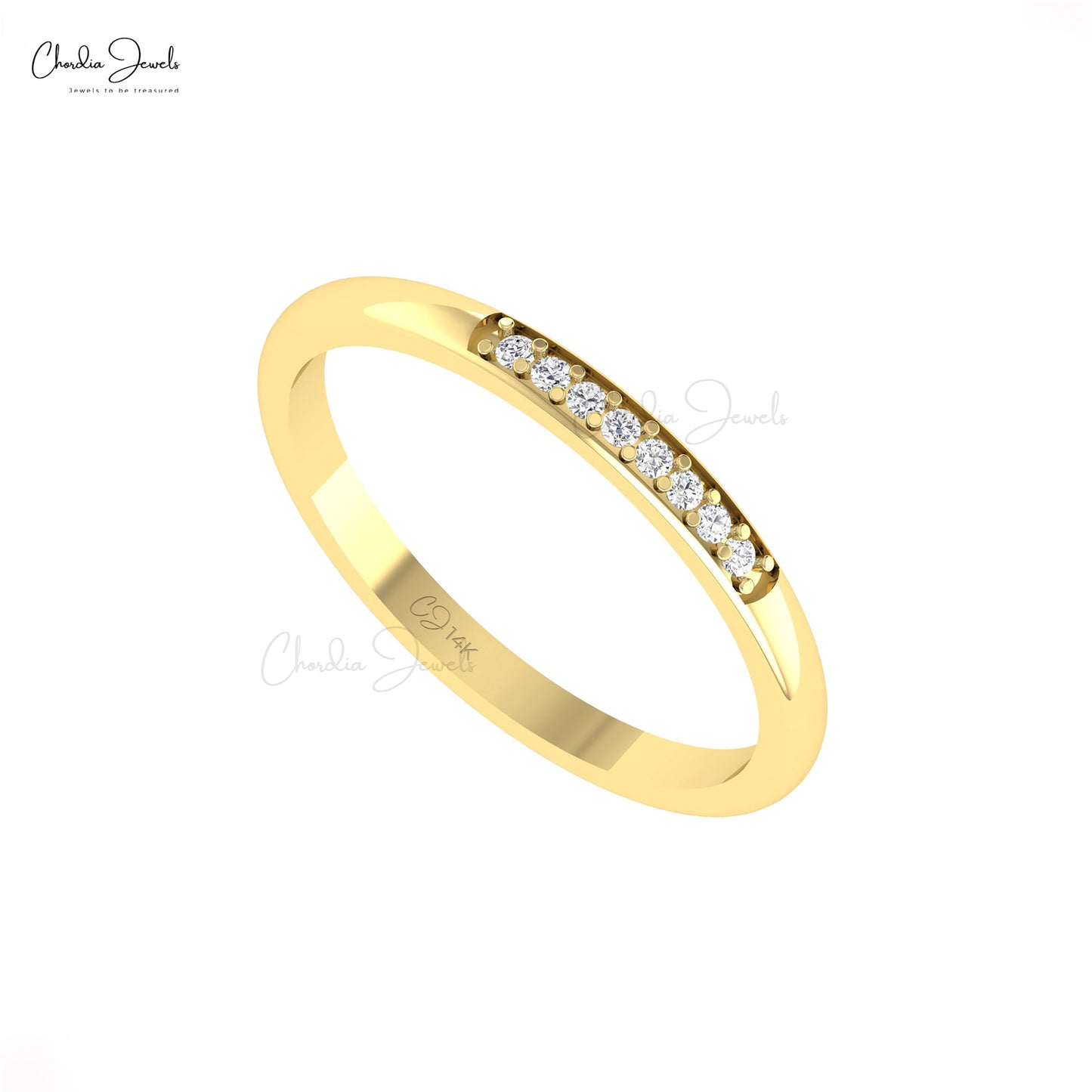 14k Gold Round Diamond Channel Band Ring for Women
