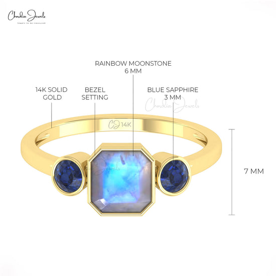 14k gold rainbow moonstone ring