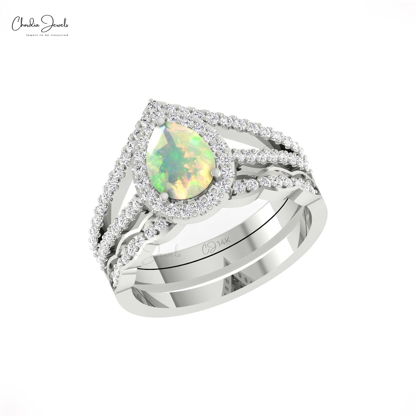 Pear Opal Split Shank ring