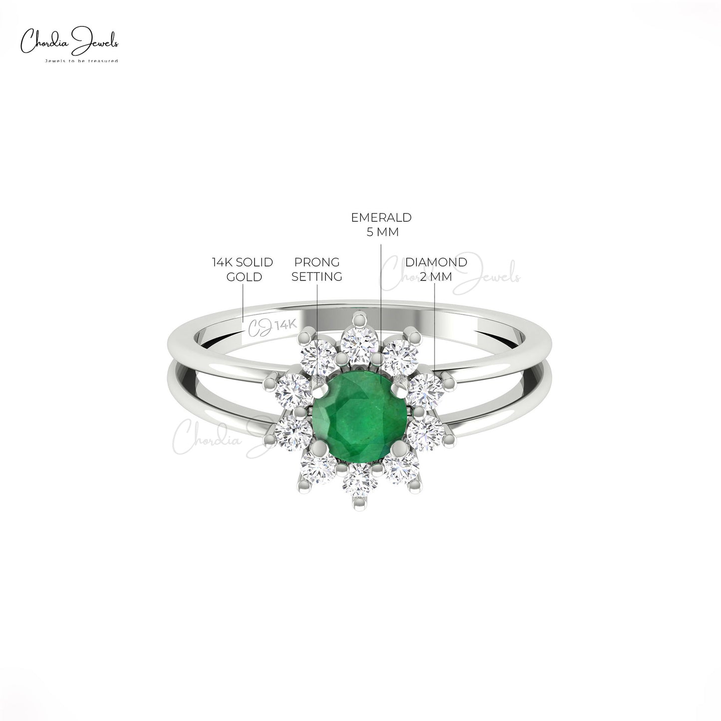 Make a statement with our emerald floral ring.