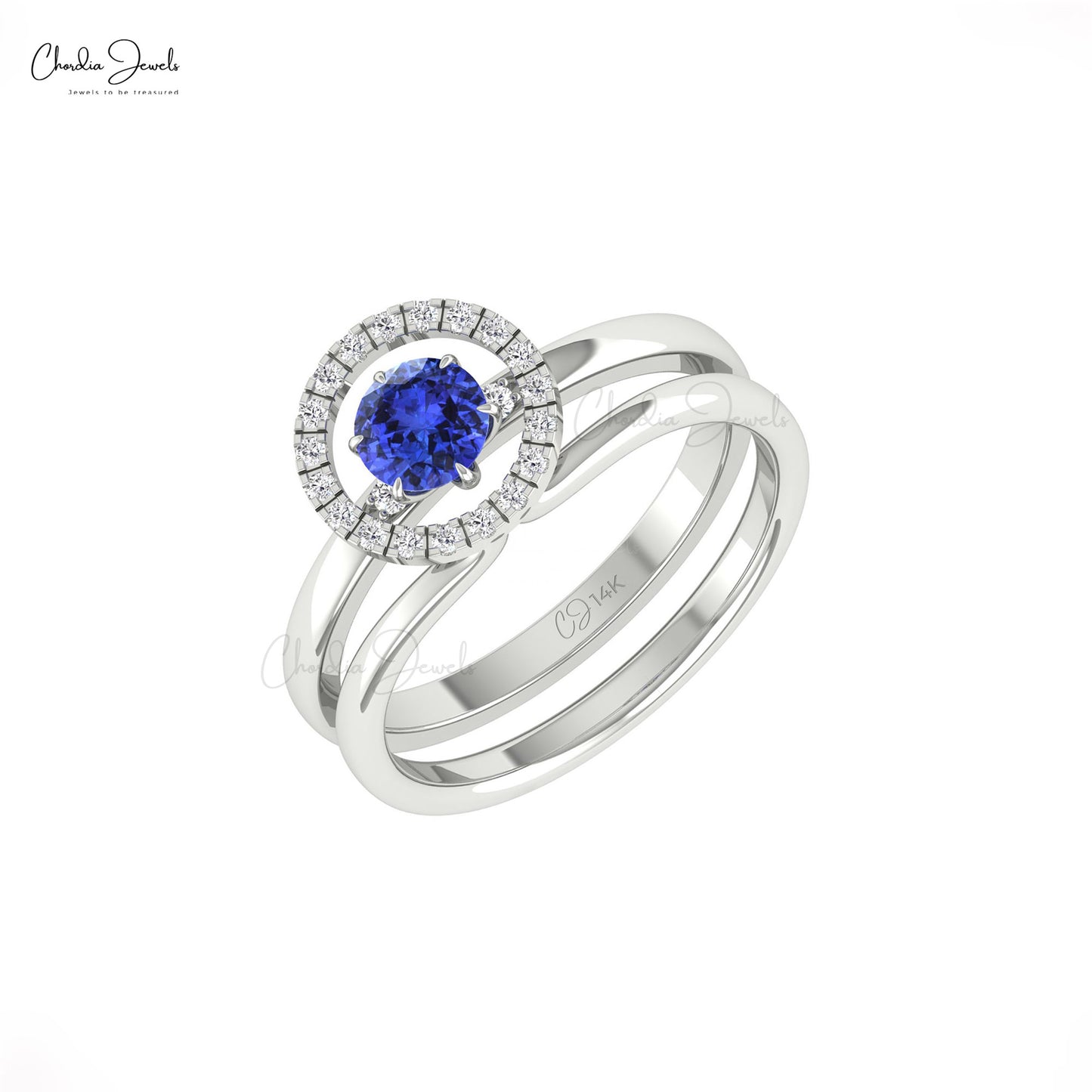 Tanzanite halo ring