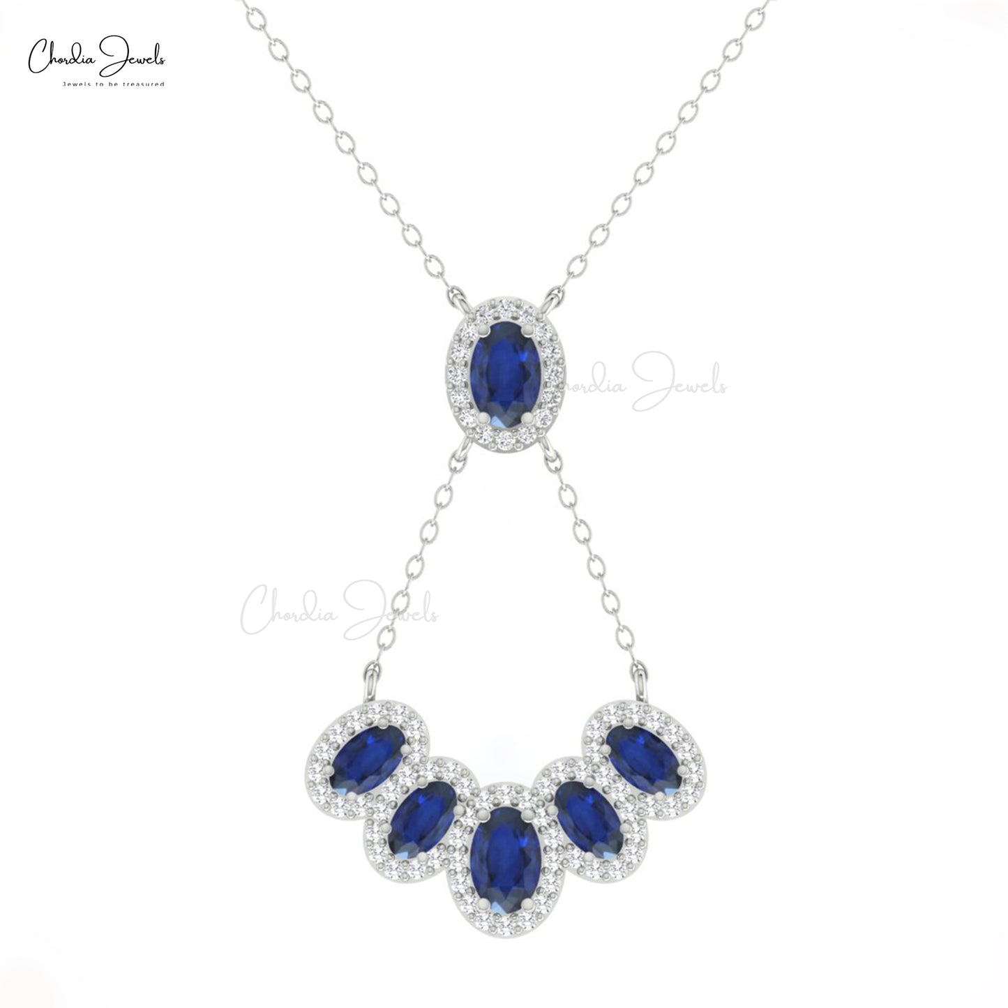 Oval Blue Sapphire Necklace