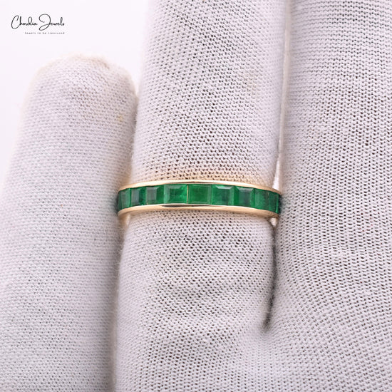 Green Emerald Eternity Band Ring.