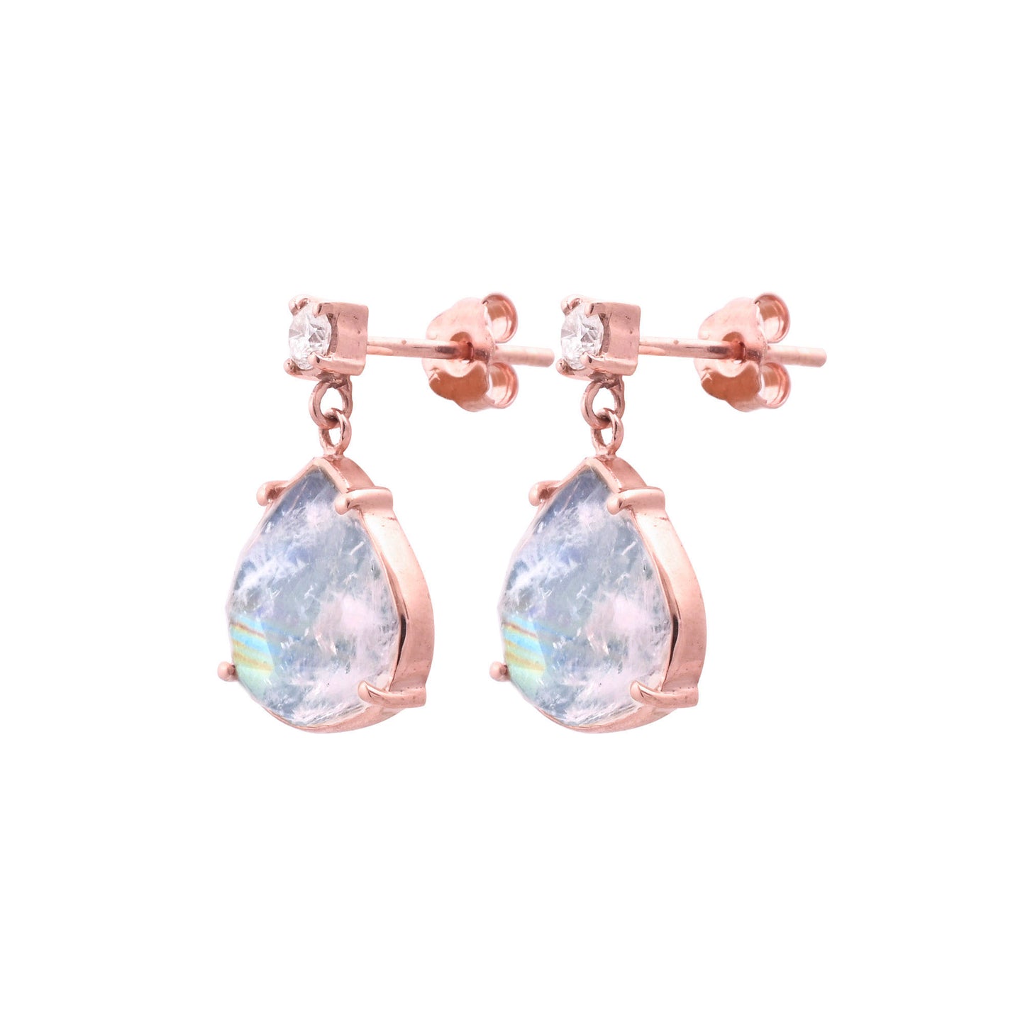 Moonstone & diamond Dangle Earrings
