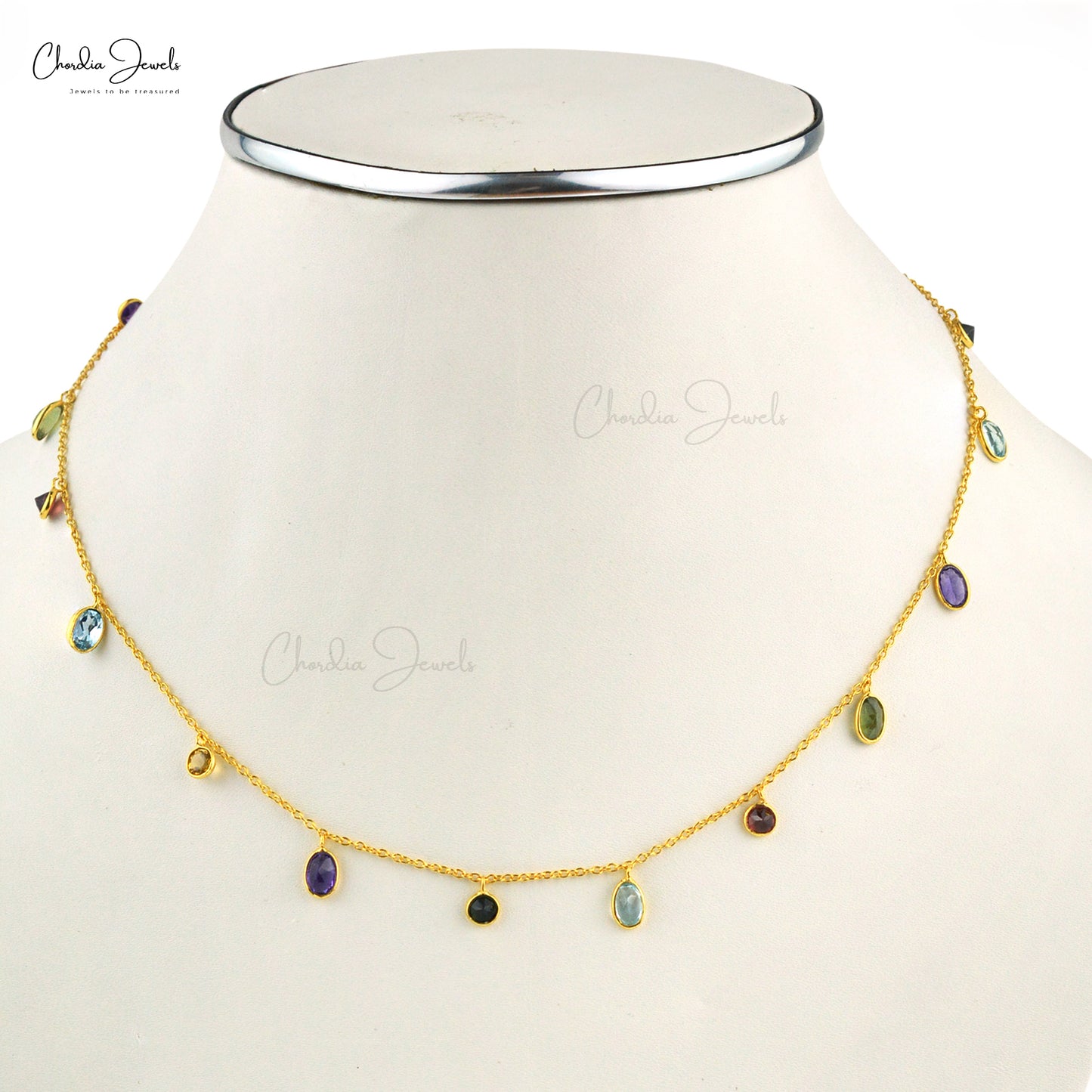 Dije multipiedra con gema mixta de corte ovalado y redondo de 5,19 ct, colgante de plata 925