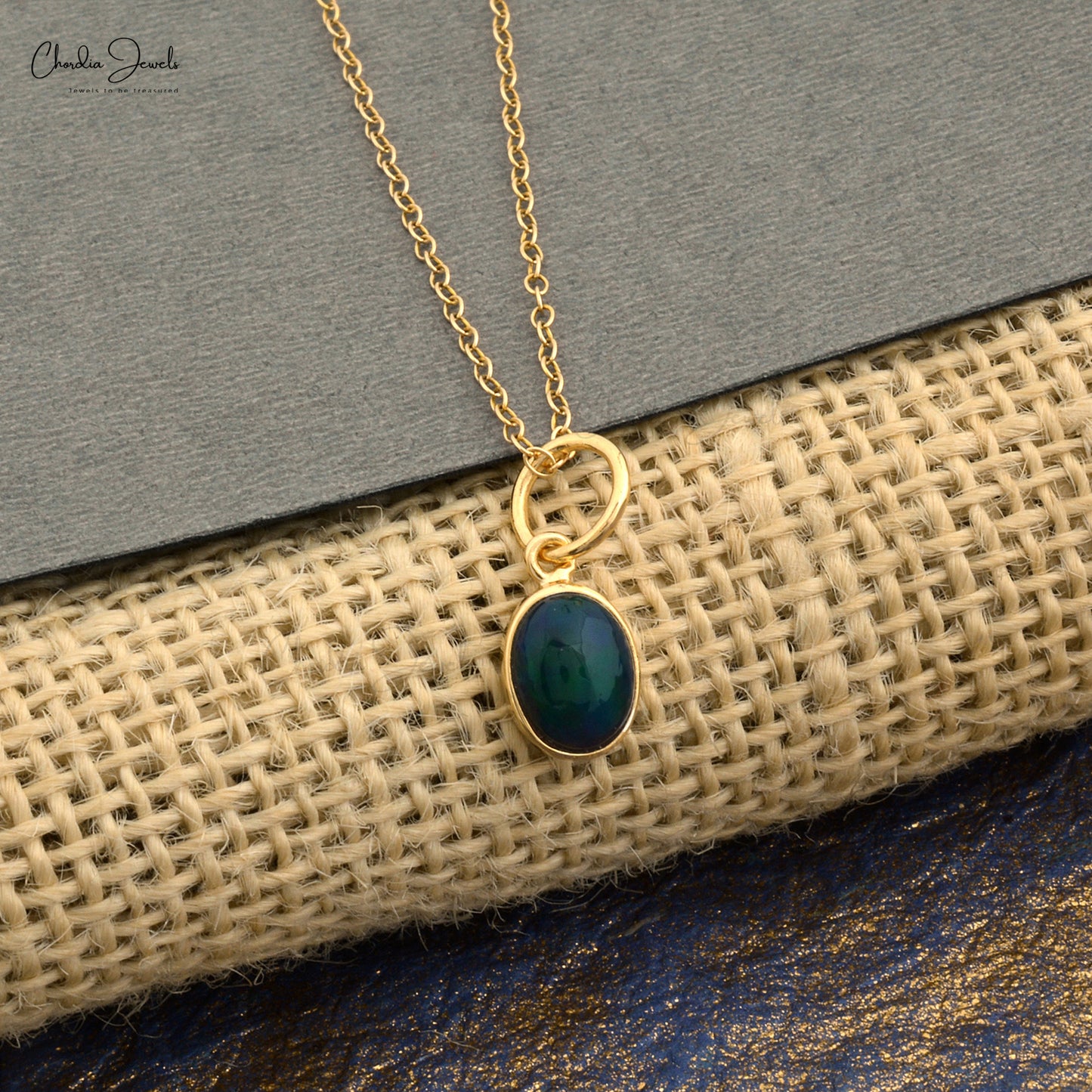 Colgante de plata 925 con una sola piedra preciosa y collar solitario de ópalo negro de 6 x 4 mm para ella