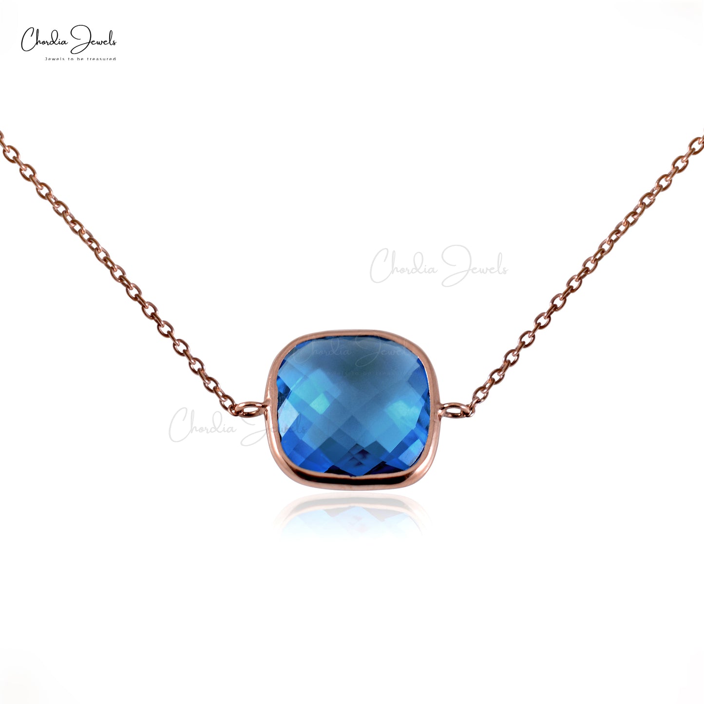 14k rose gold Swiss blue topaz solitaire bracelet for women
