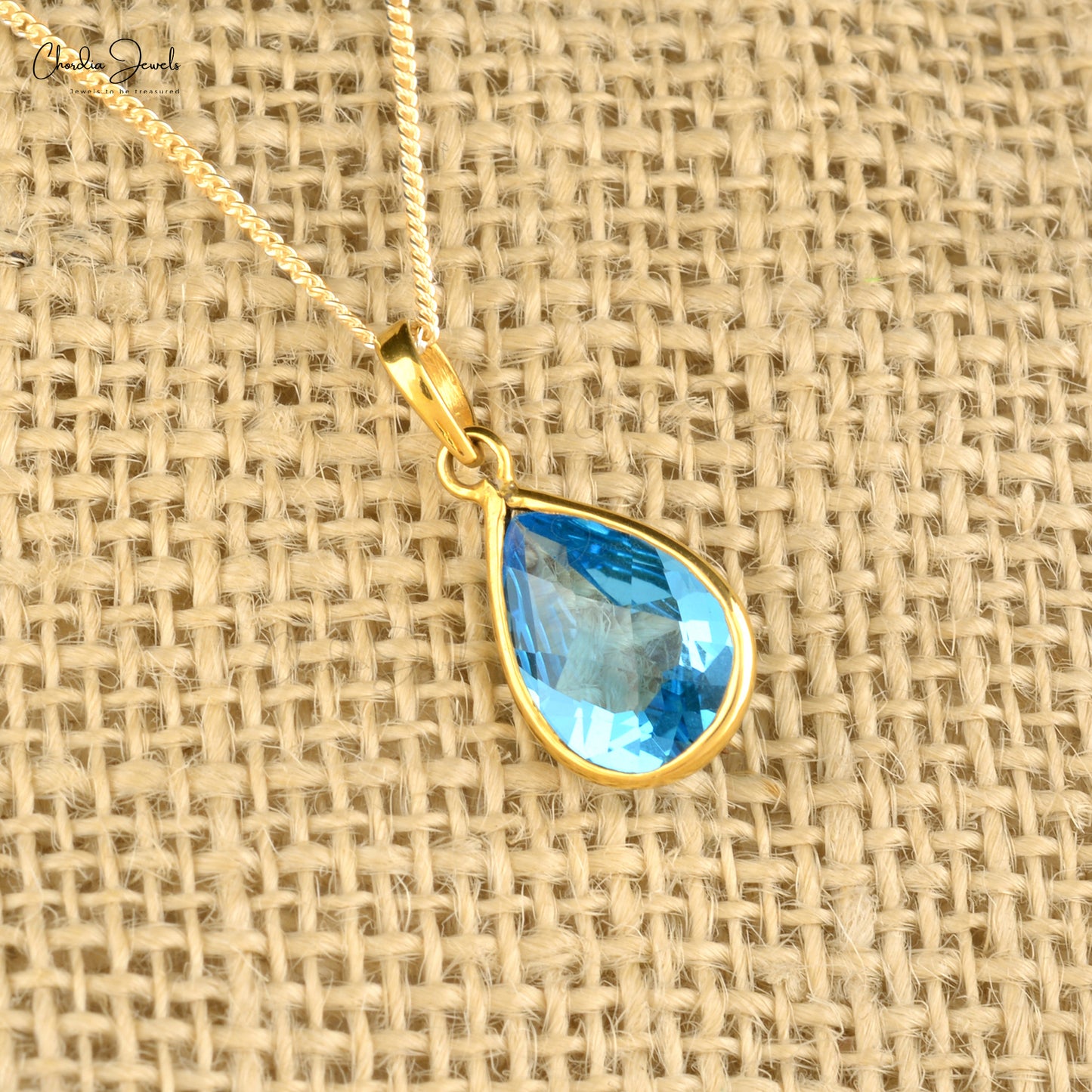 Pear Blue Topaz Pendant