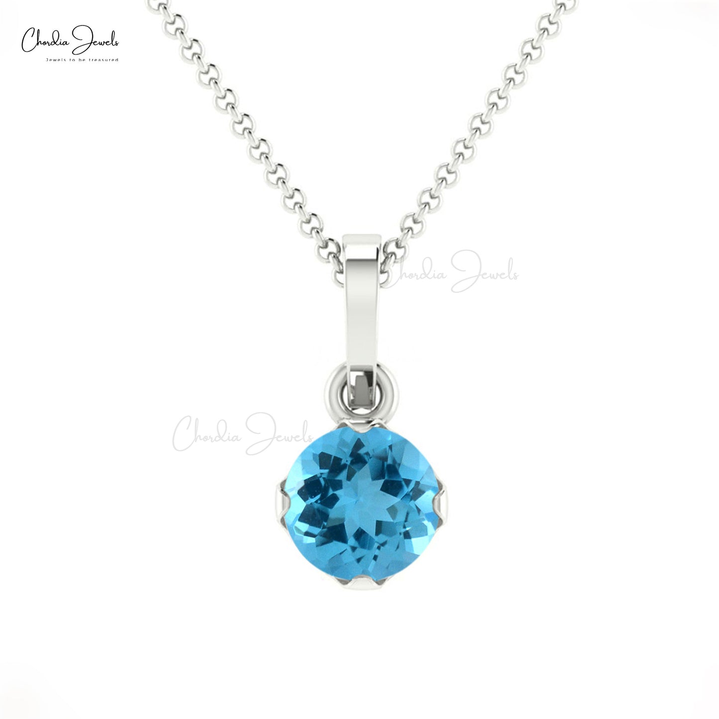 Swiss Blue Topaz Pendant