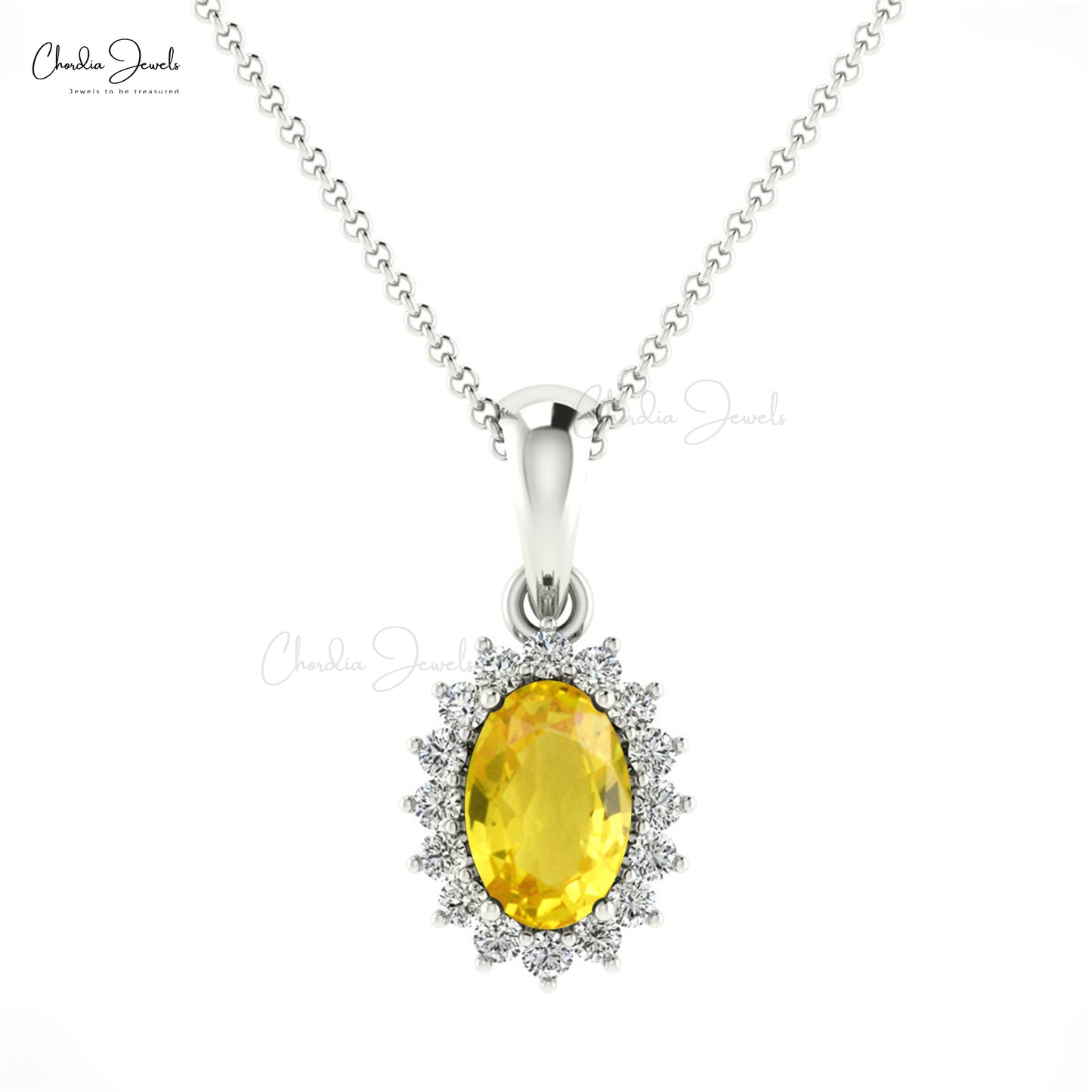 Buy Yellow Sapphire Halo Pendant