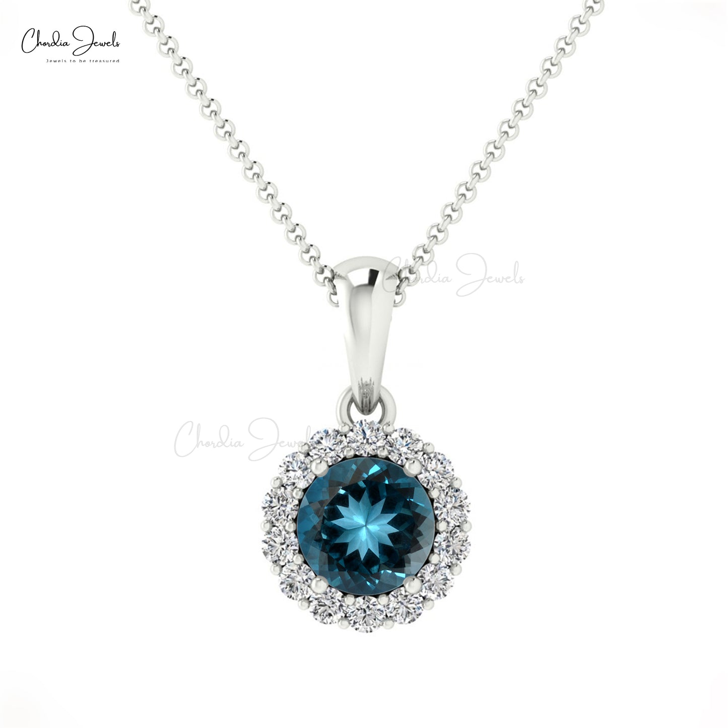 Buy London Blue Topaz Halo Pendant