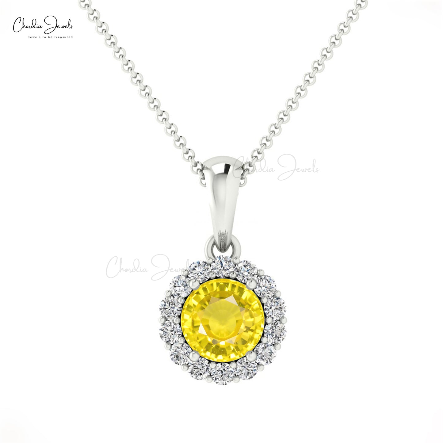 Buy Yellow Sapphire Halo Pendant