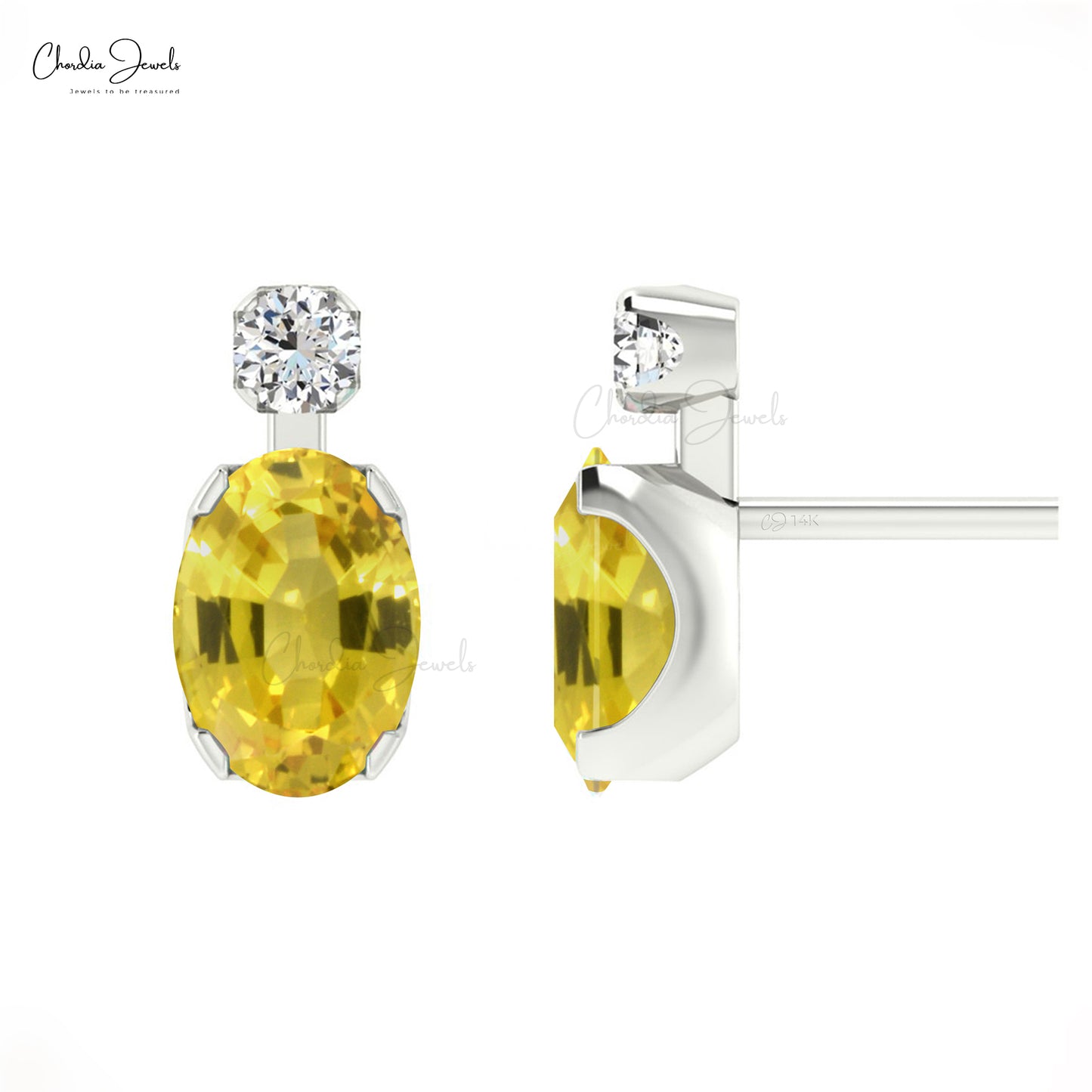 Delicate 2 Stone Stud Earrings
