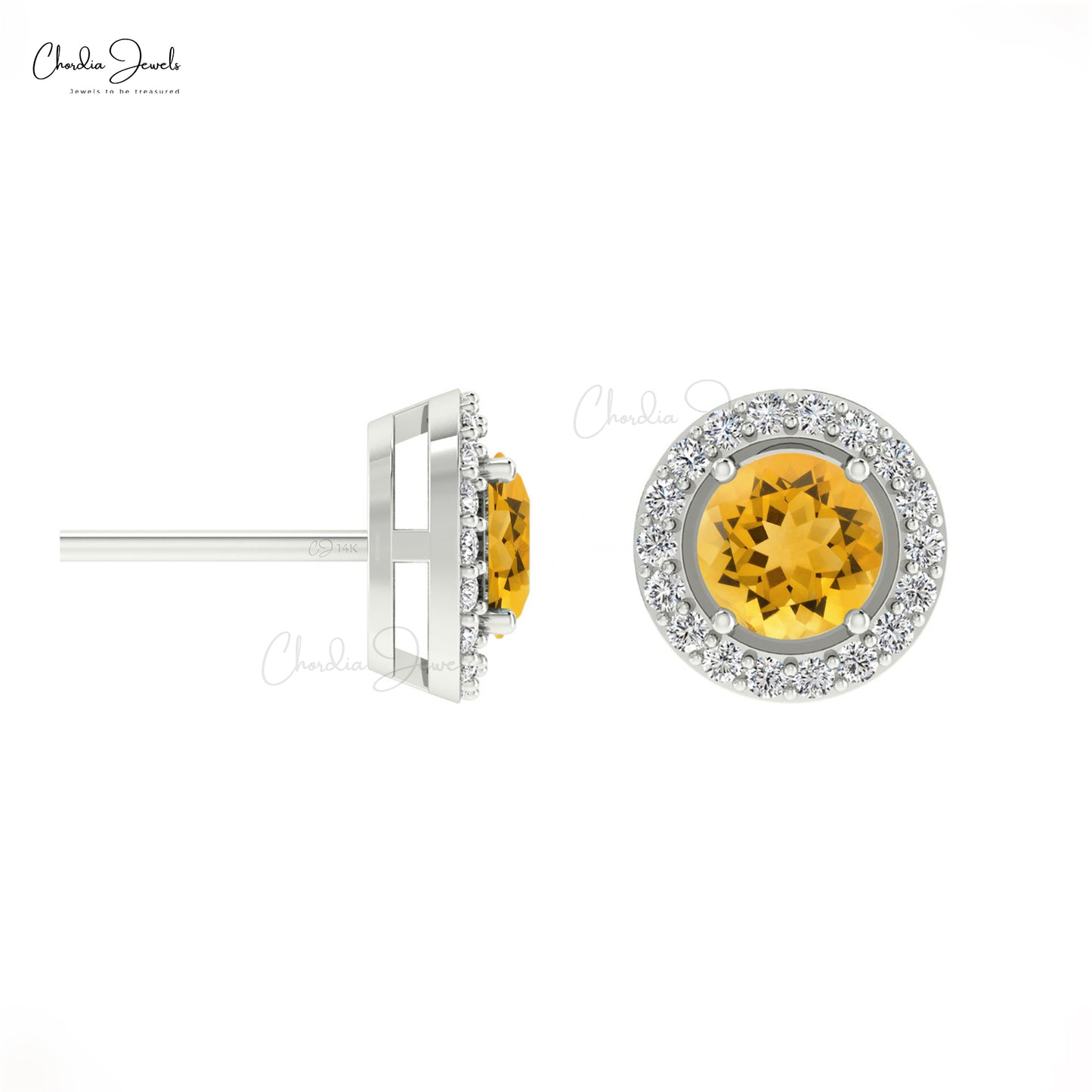 Natural Citrine Halo Earrings