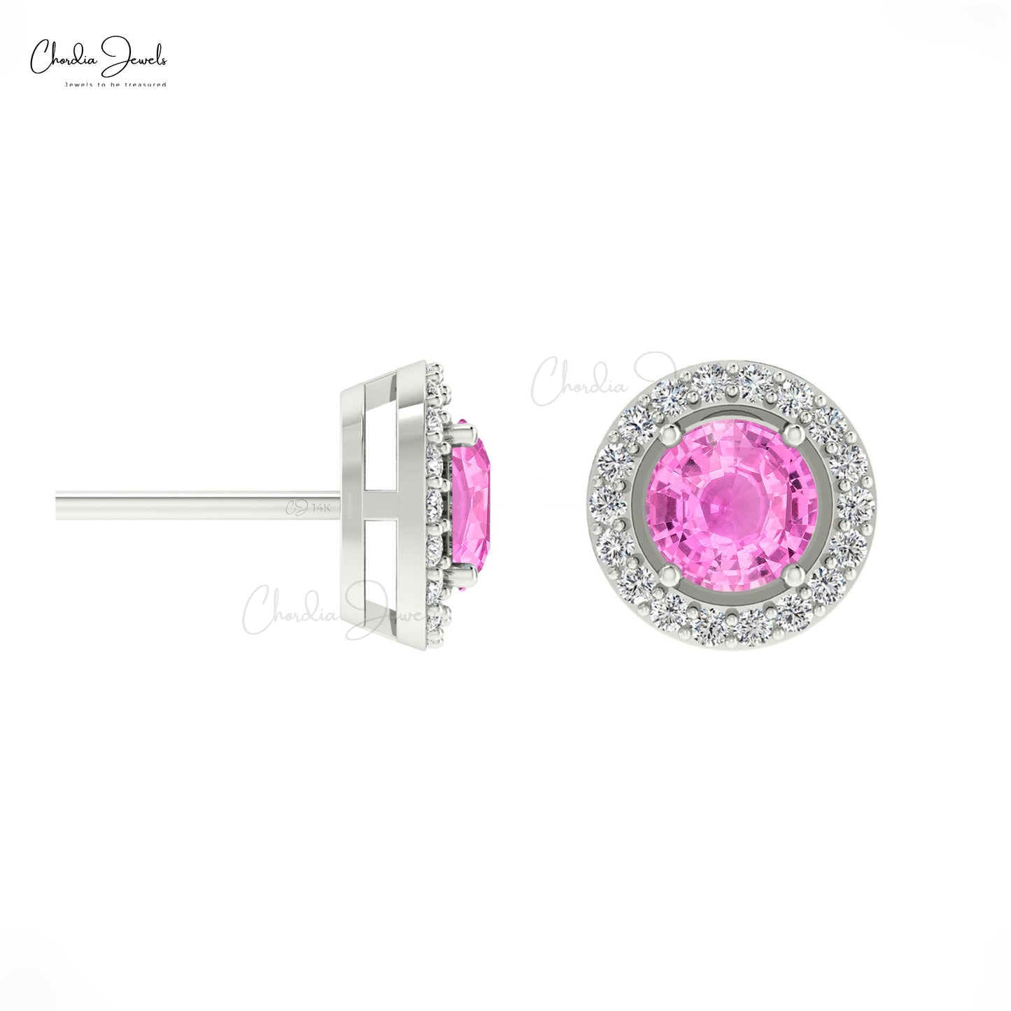 Elegant Pink Sapphire Stud Earrings