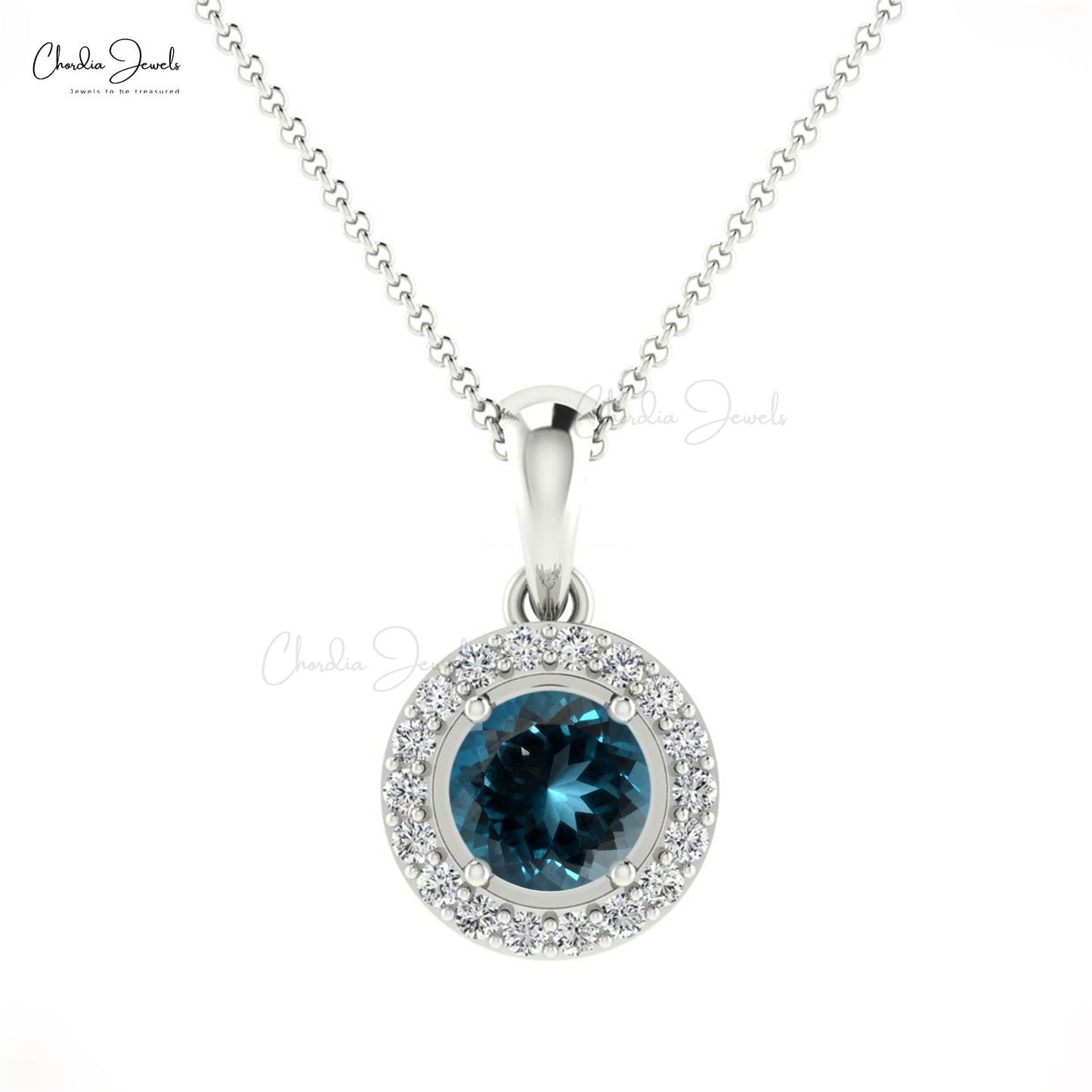 Shop London Blue Topaz Halo Pendant