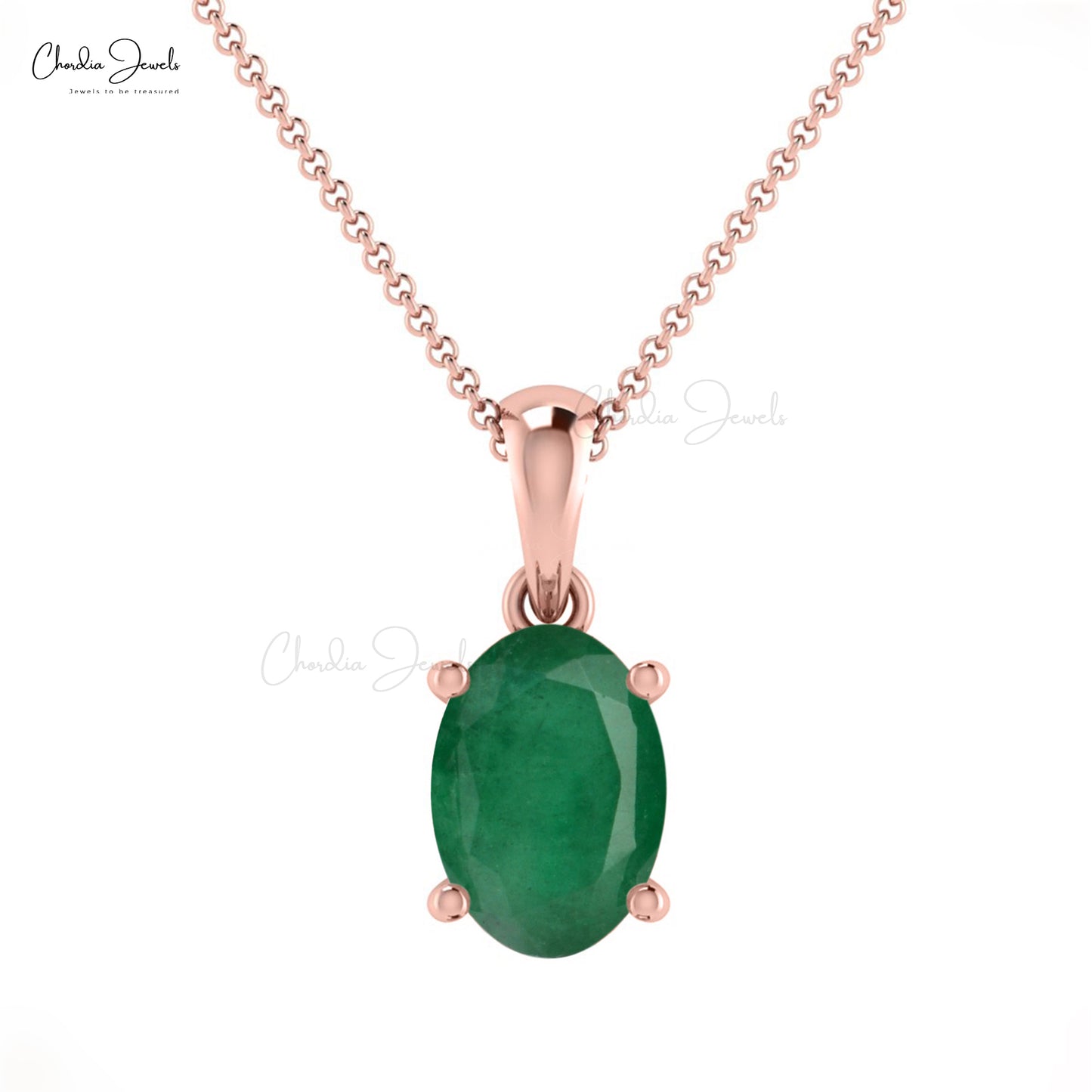Solitaire 0.72ct Green Emerald Pendant 14k Real Gold Oval Gemstone Pendant For Birthday Gift