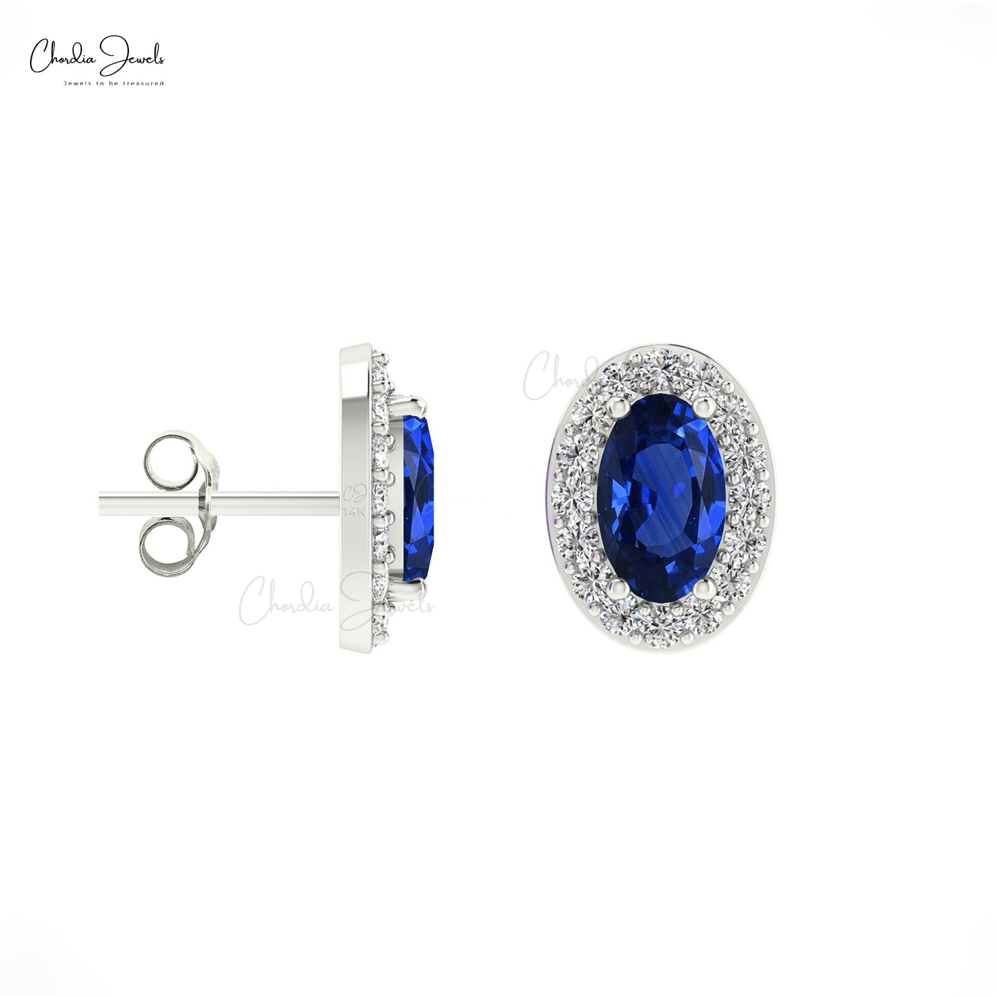 Sapphire Halo Earrings