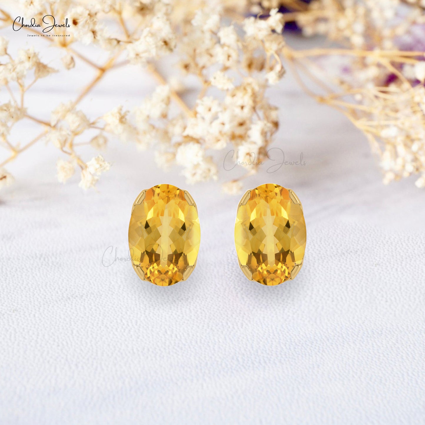 Yellow Citrine Solitaire Earrings 6x4mm Oval Cut Gemstone Minimalist Studs Genuine 14k Real Gold Fine Jewelry For Graduation Gift