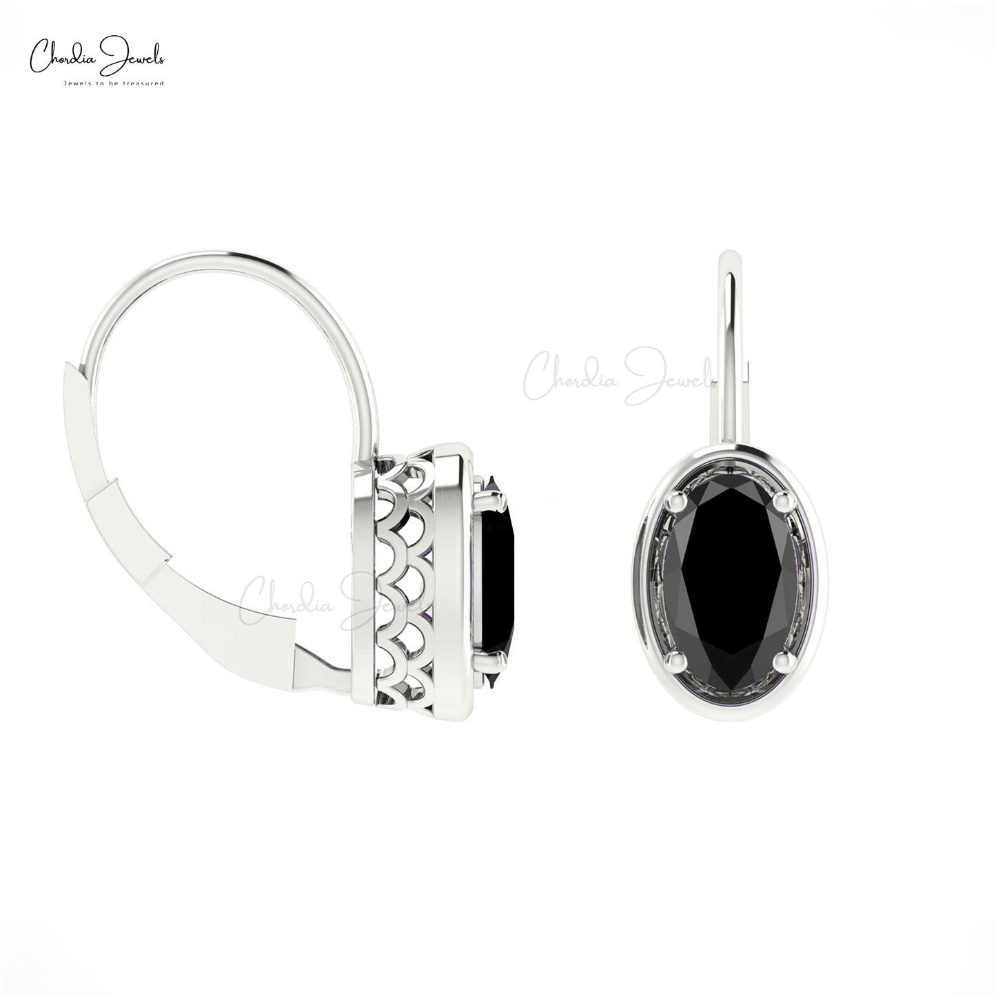 black diamond leverback earring