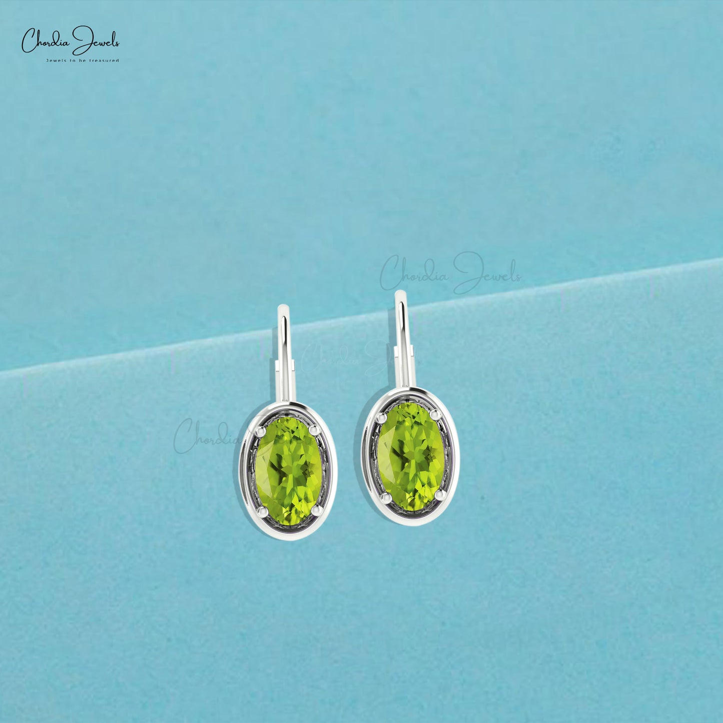 Real 14k Gold Natural Peridot Lever Back Earrings 7x5mm Oval Cut Gemstone Prong Set Handmade Earrings For Valentine's Day Gift