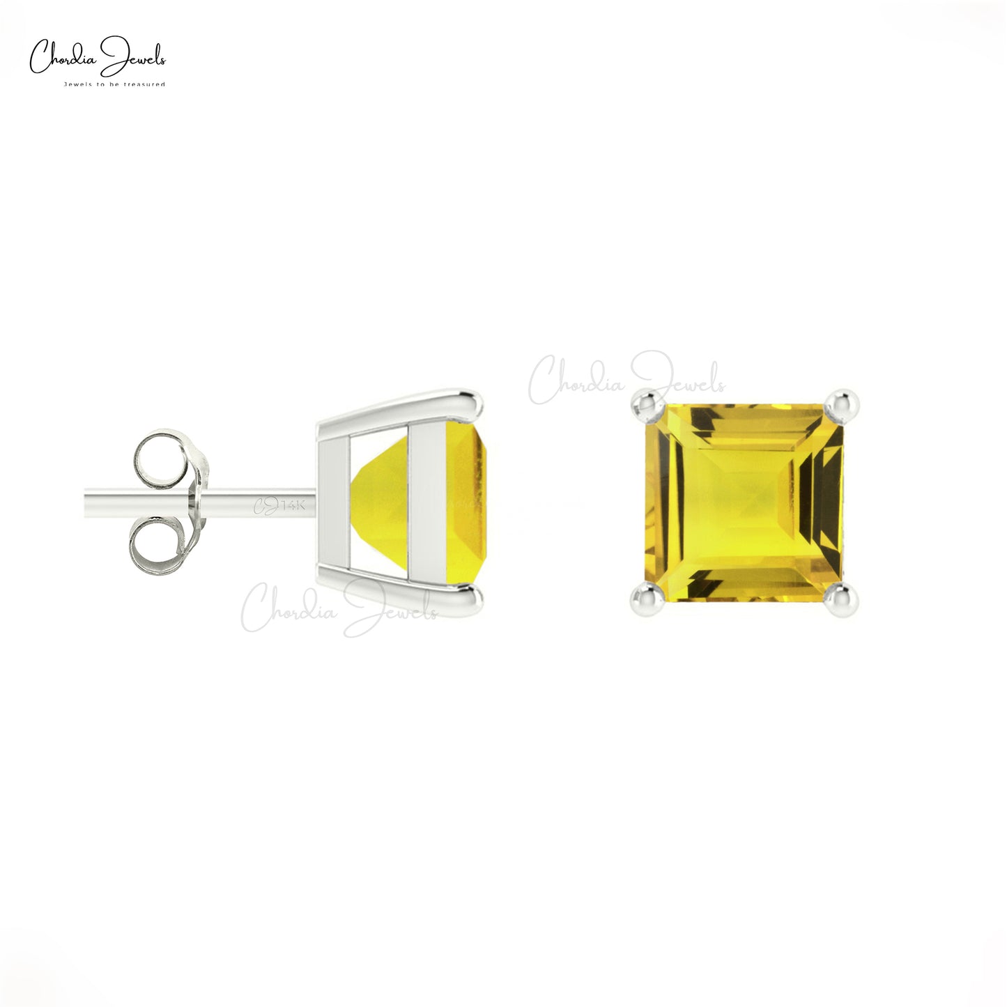 Natural 4mm Yellow Sapphire Solitaire Studs 14k Solid Gold Birthstone Earrings For Love