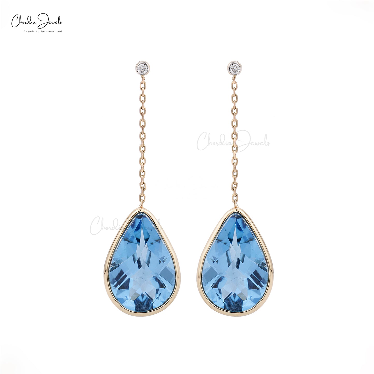 Swiss Blue Topaz Dangle Earrings