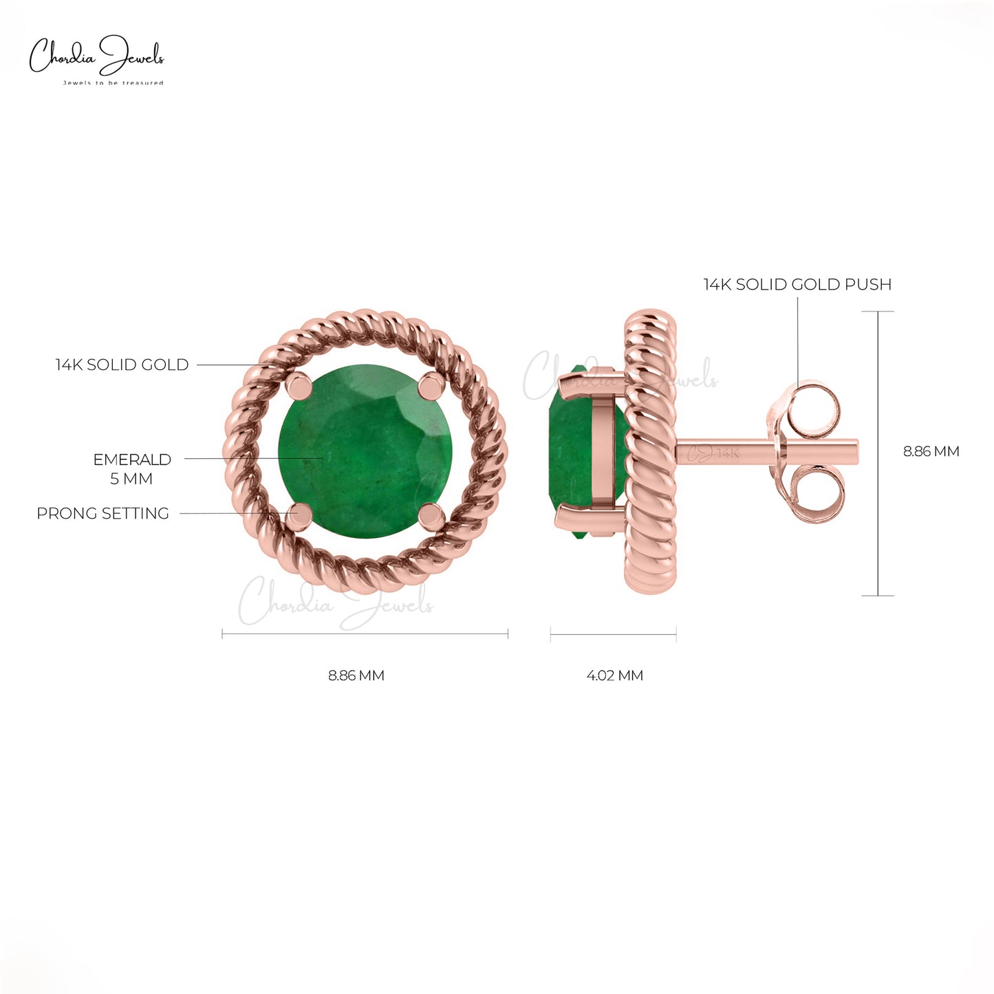 Captivate hearts with our emerald spiral earrings.