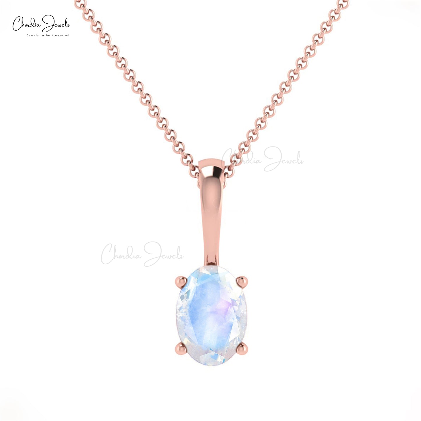 Delicate 0.28Ct Rainbow Moonstone Solitaire Pendant 14k Gold Oval Cut Gemstone Fine Jewelry