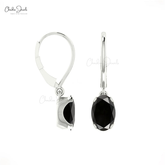 Authentic Black Diamond Dangle Earrings in 14k Real Gold Delicate Earring For Birthday Gift