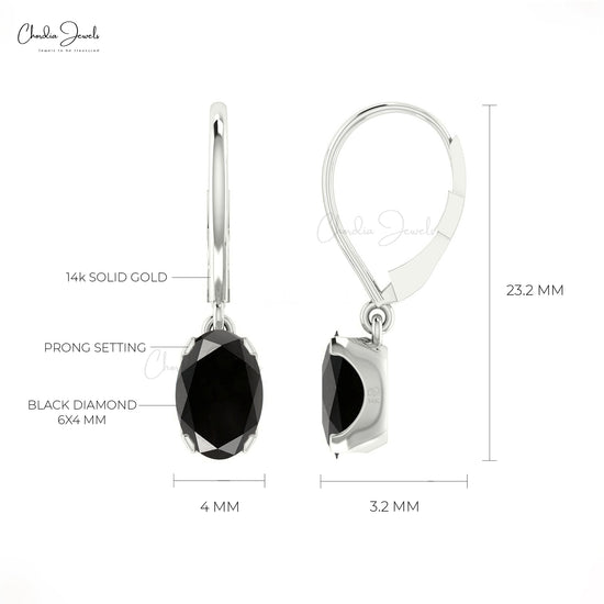 black diamond leverback earrings