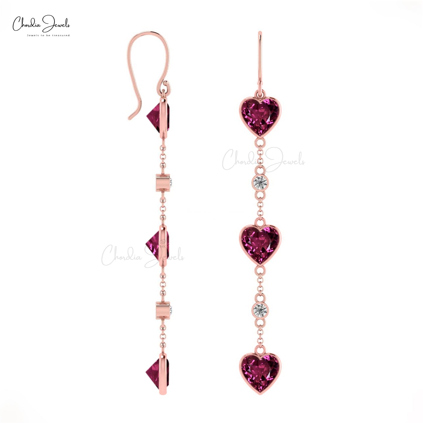 Rhodolite garnet dangle earrings