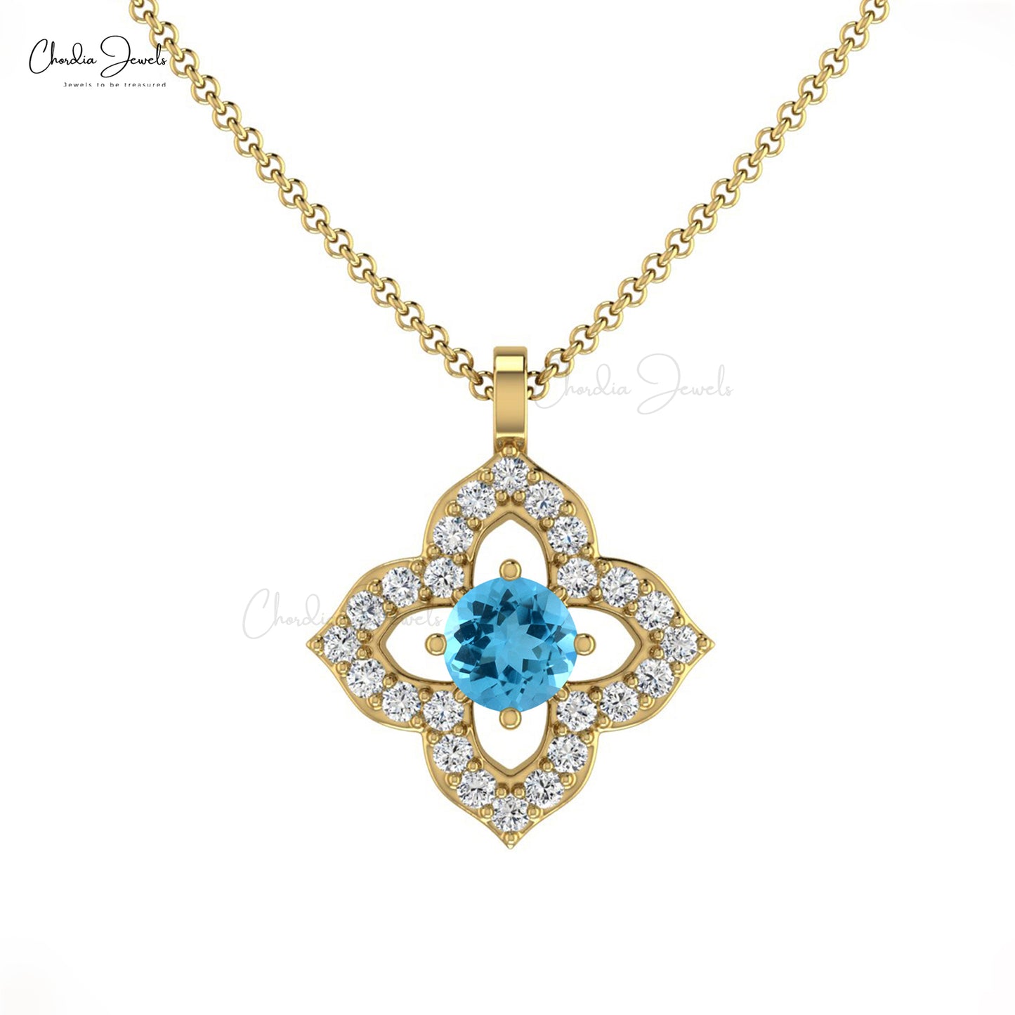 Buy Blue Topaz Floral Pendant