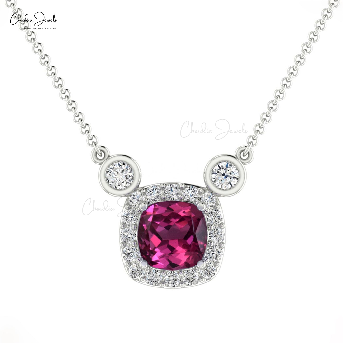 Diamond Halo Necklace For Women