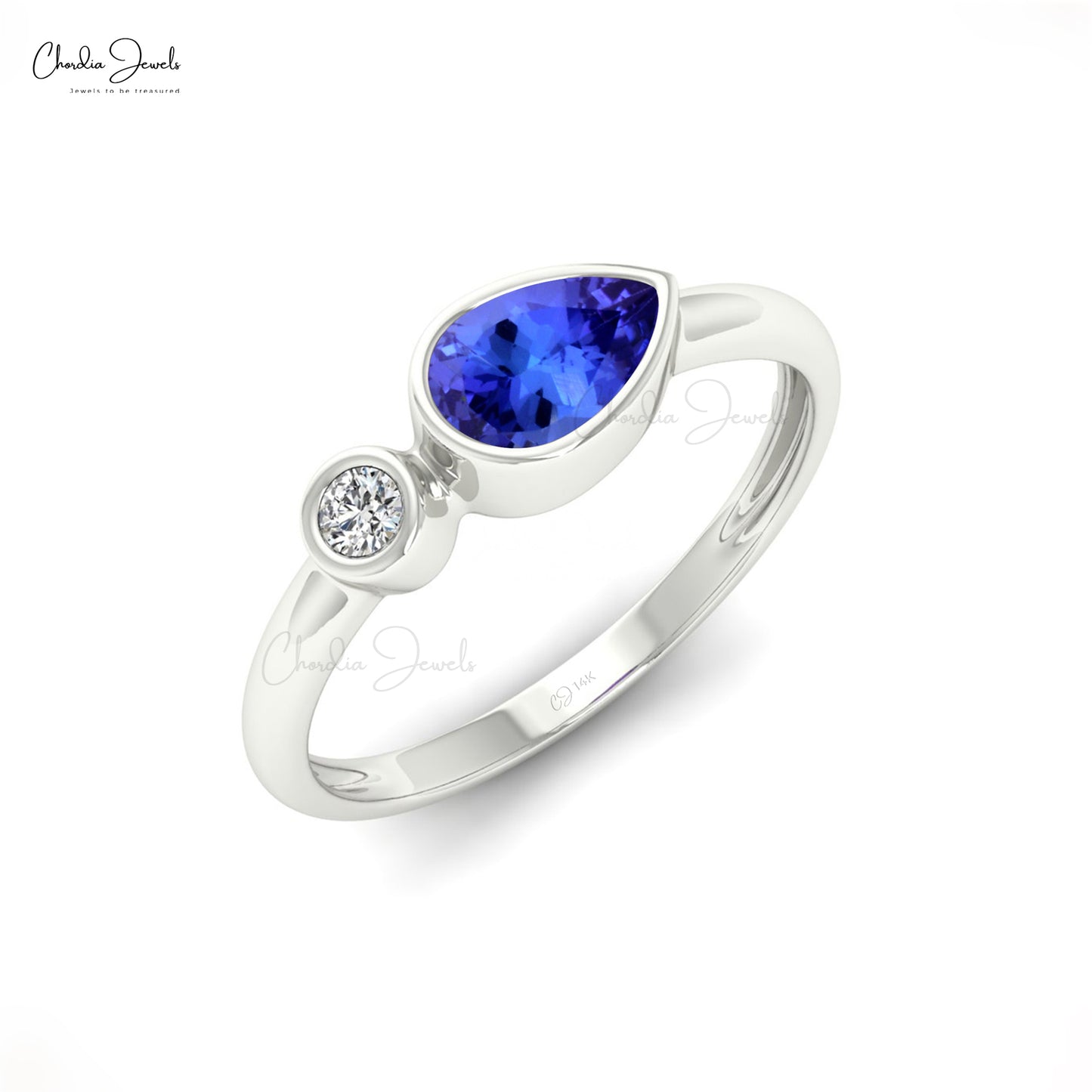 Natural Tanzanite Bezel Set Ring