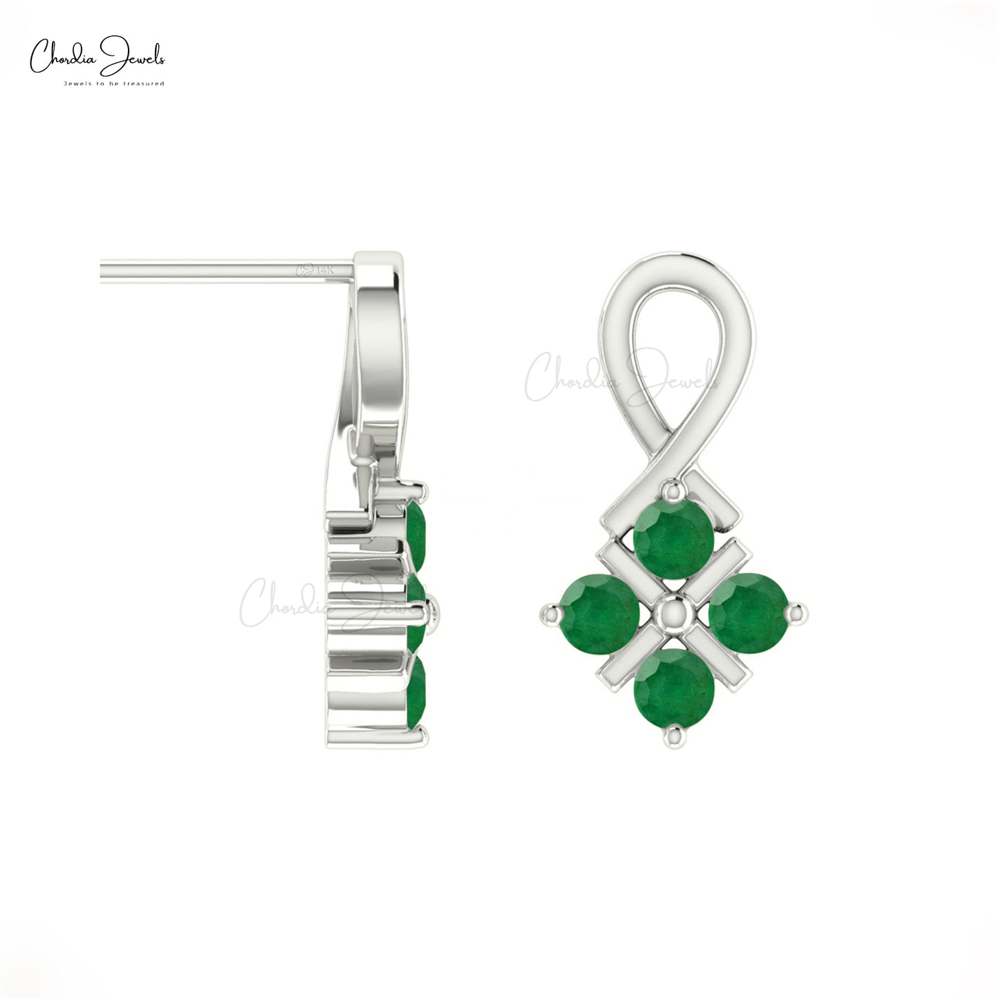 Complete your overall look with our emerald twisted earrings.