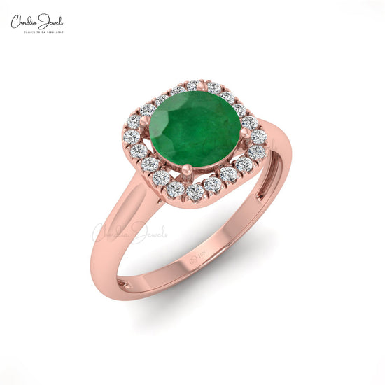 emerald diamond halo ring