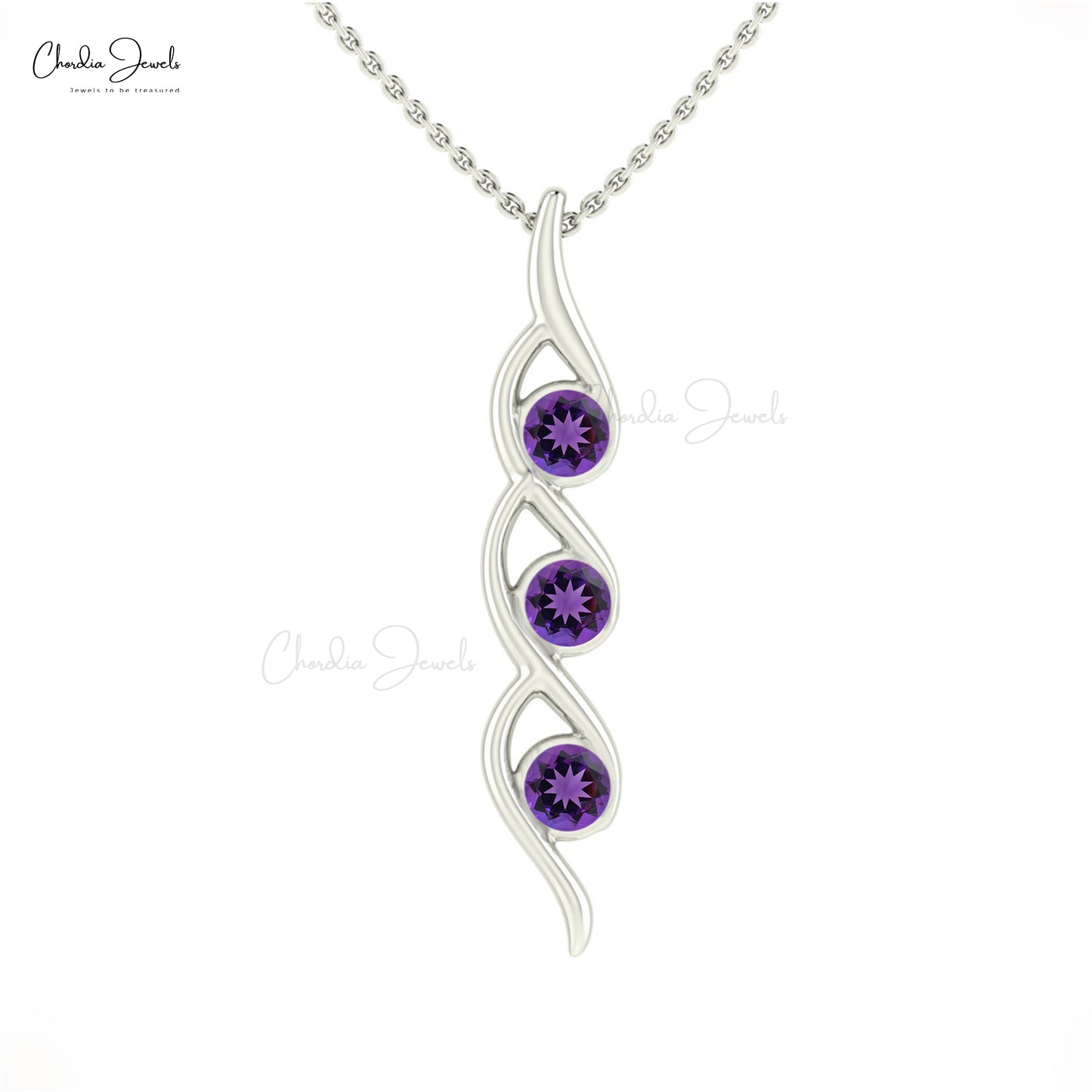 14k gold necklace with 0.66 Ct amethyst pendant, birthstone jewelry from Chordia Jewels