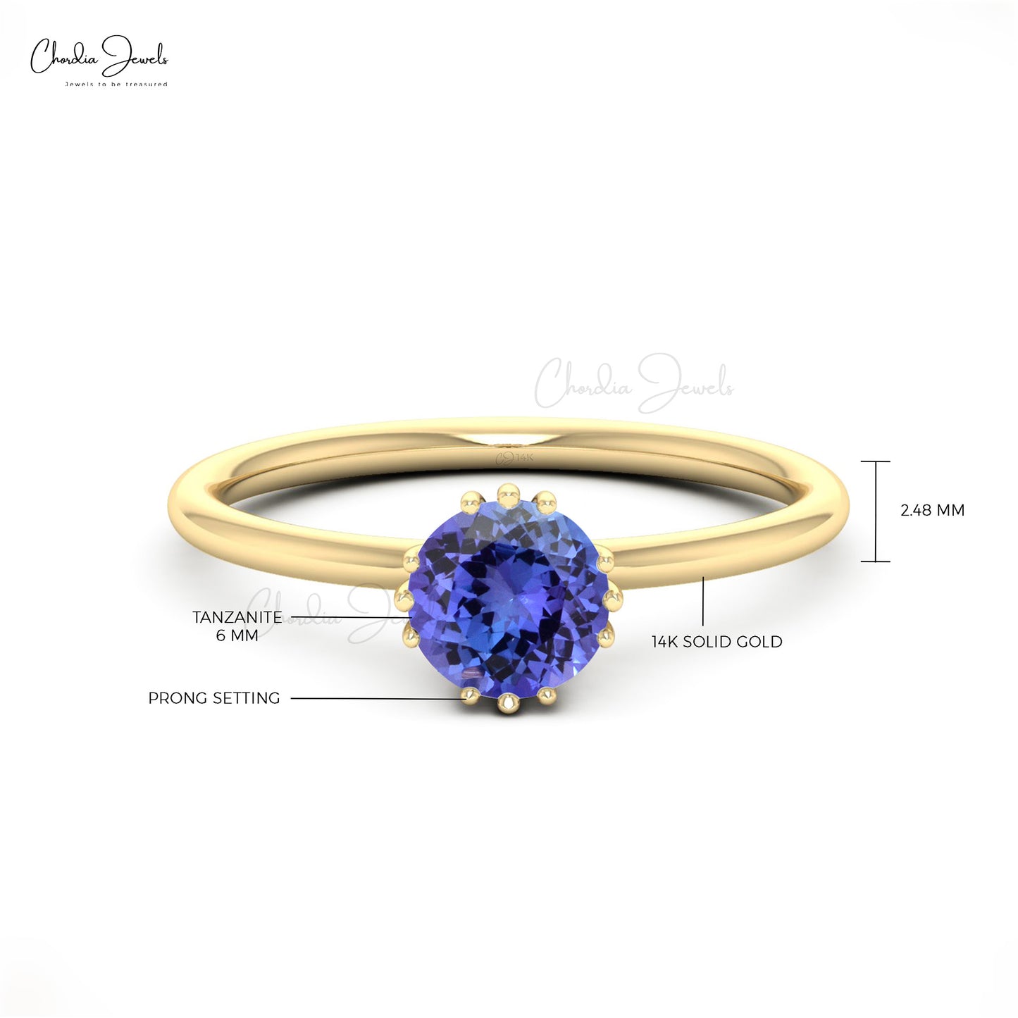 Single Stone Ring In Solid 14k Gold Genuine 0.81ct Tanzanite Gemstone Modern Ring For Gift