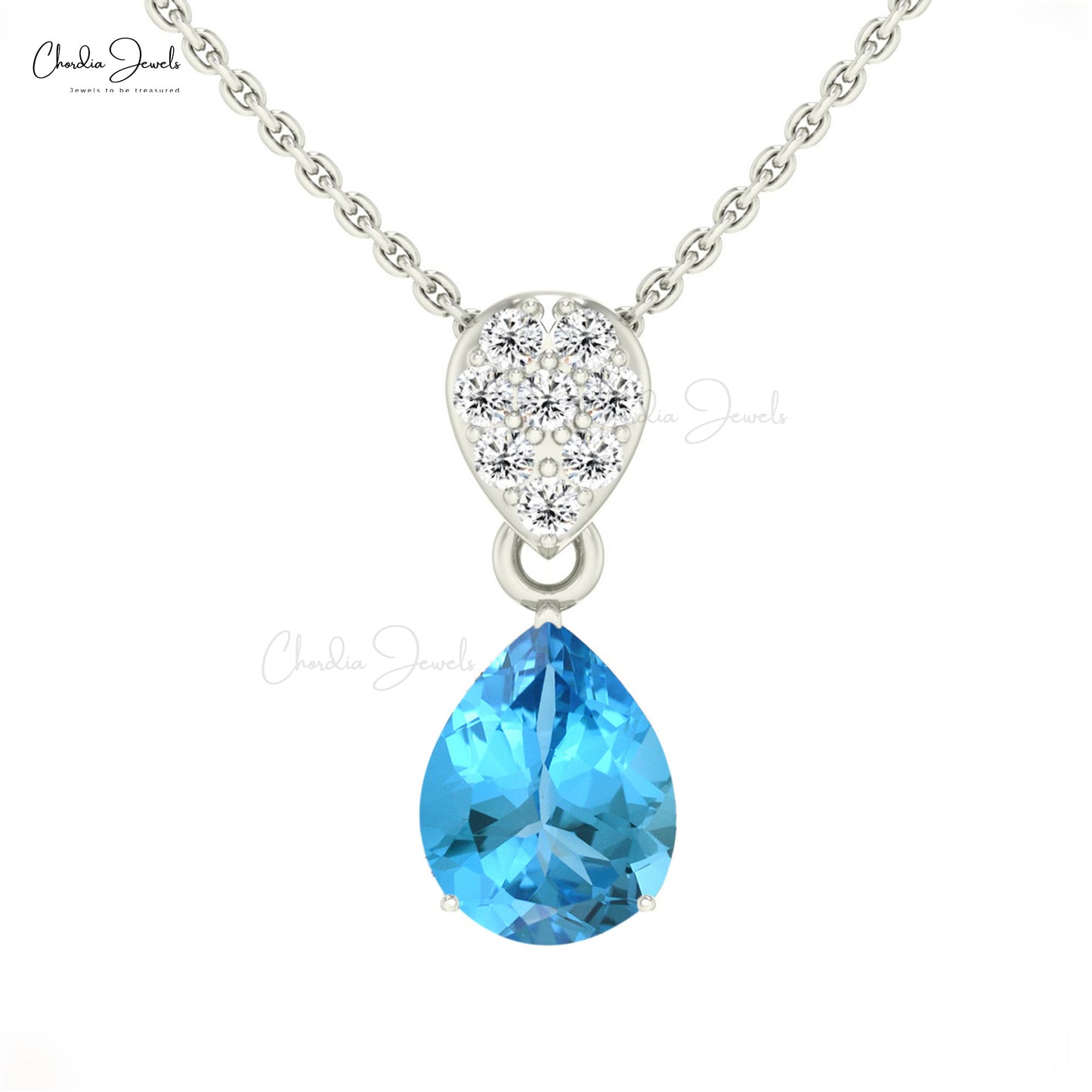 Pear Shape Swiss Blue Topaz Pendant