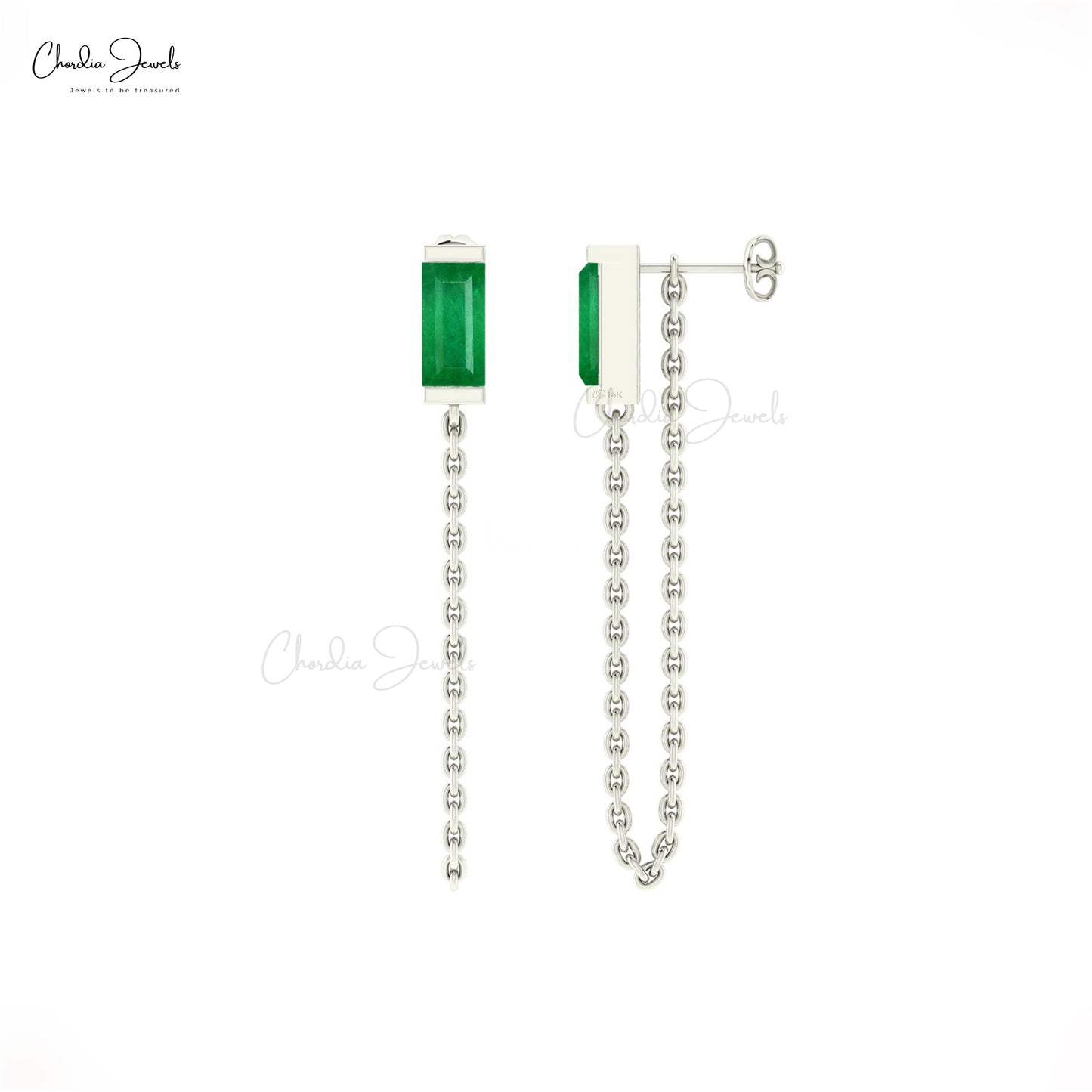 Transform your look with these emerald chain earrings.