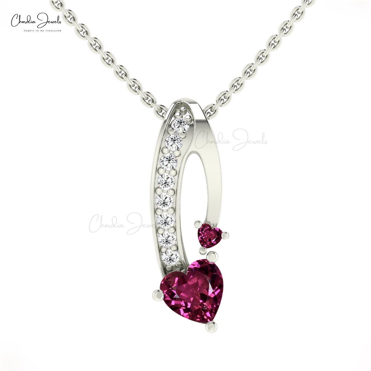 Heart Shape Rhodolite Garnet Pendant
