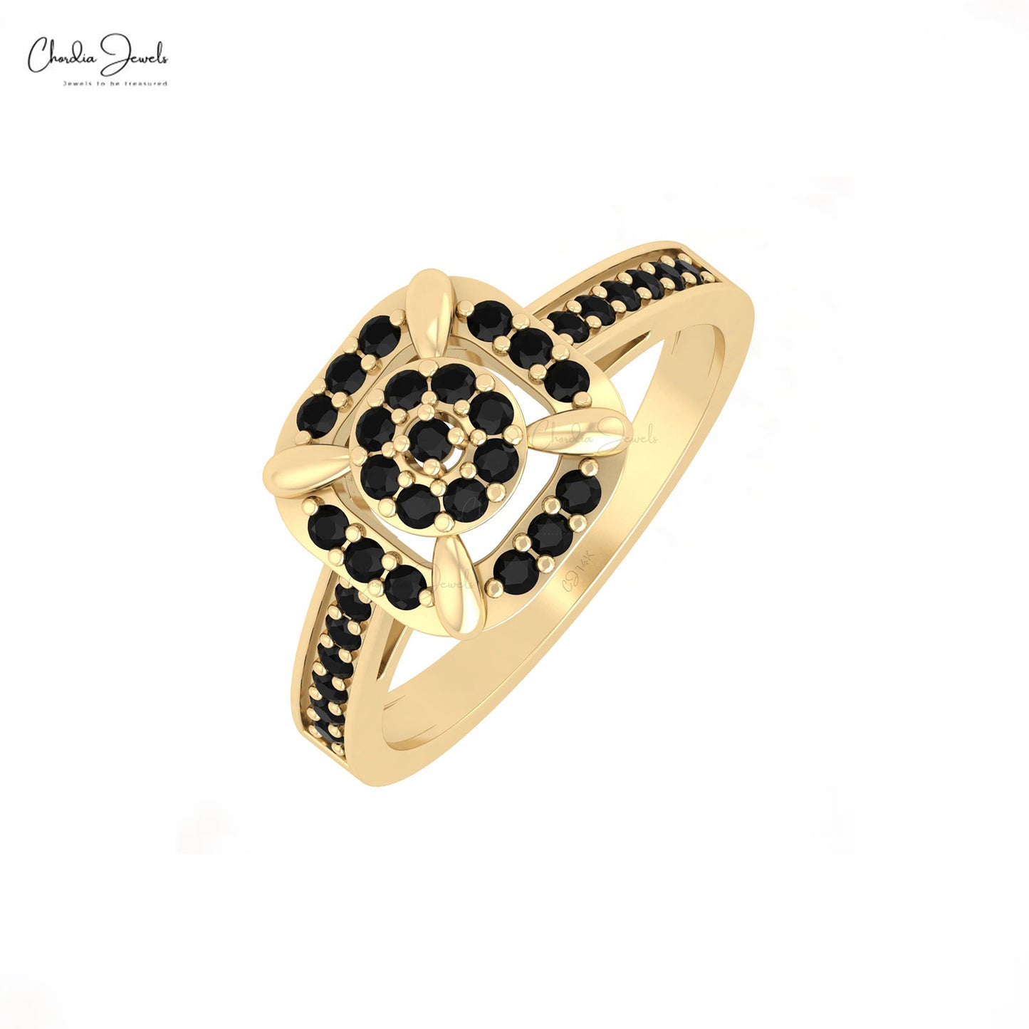 Natural Black Diamond Ring For Men in 14k Solid Gold 1.5mm April Birthstone Wedding Ring