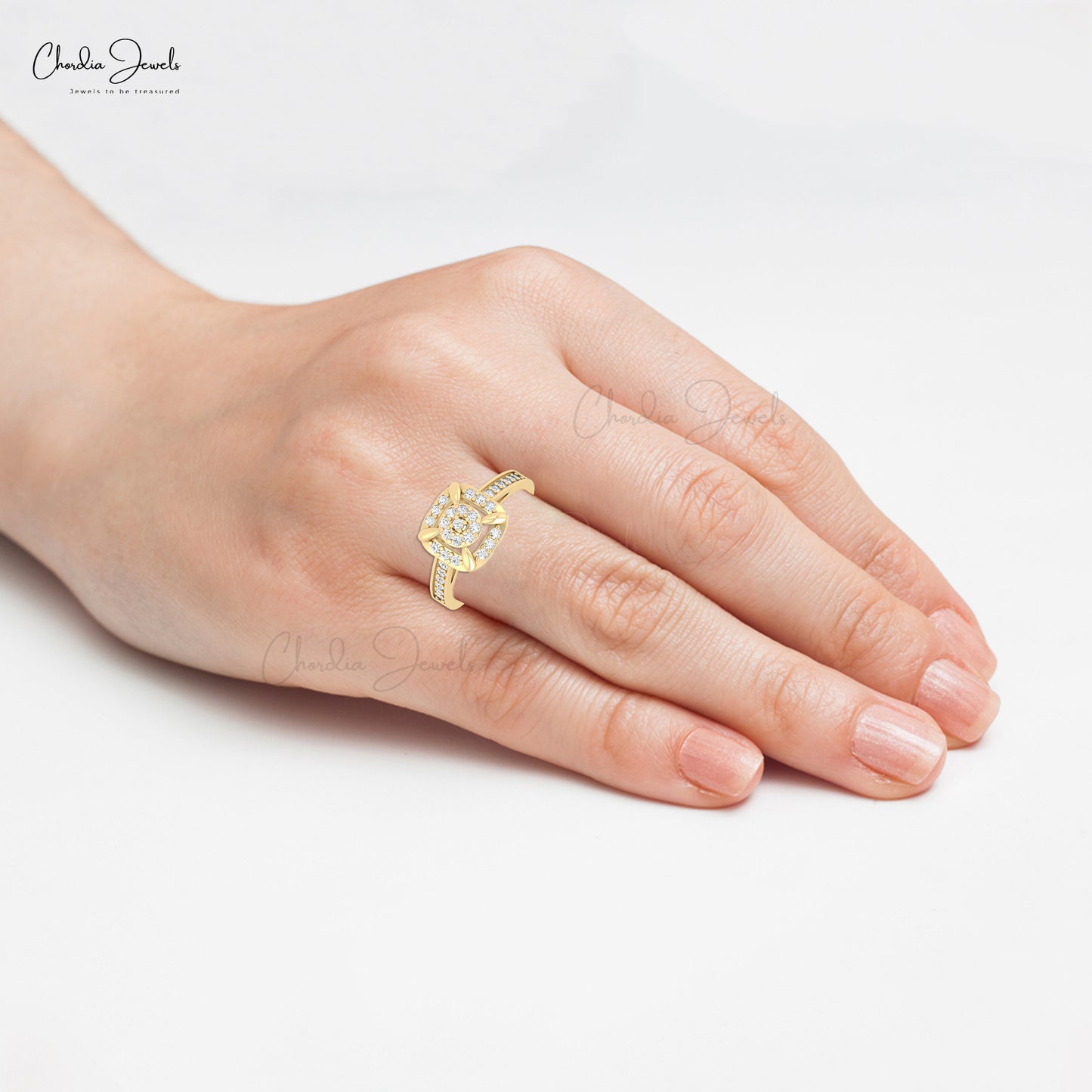 Round White Diamond Men's Ring in 14k Solid Gold Elegant Surrounded Diamonds Dainty Ring