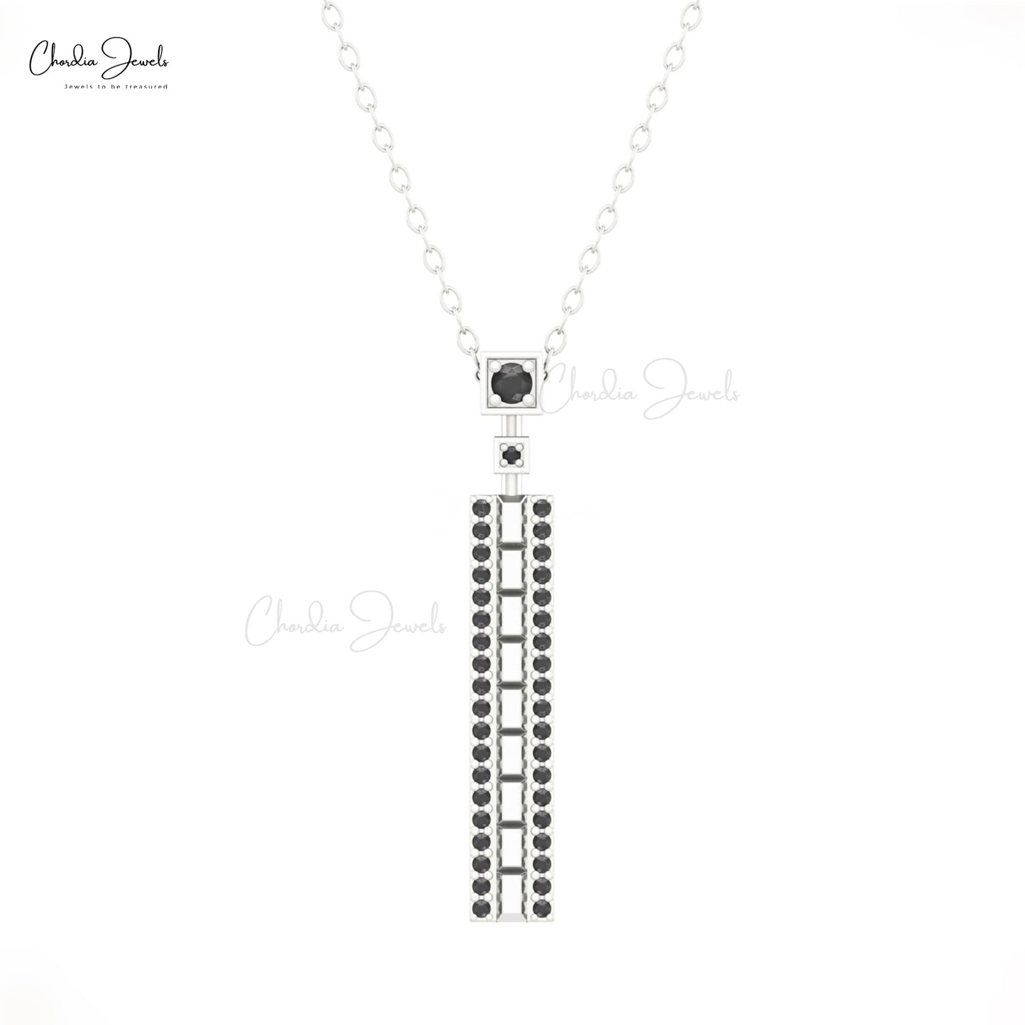 14k Solid Gold black diamond necklace