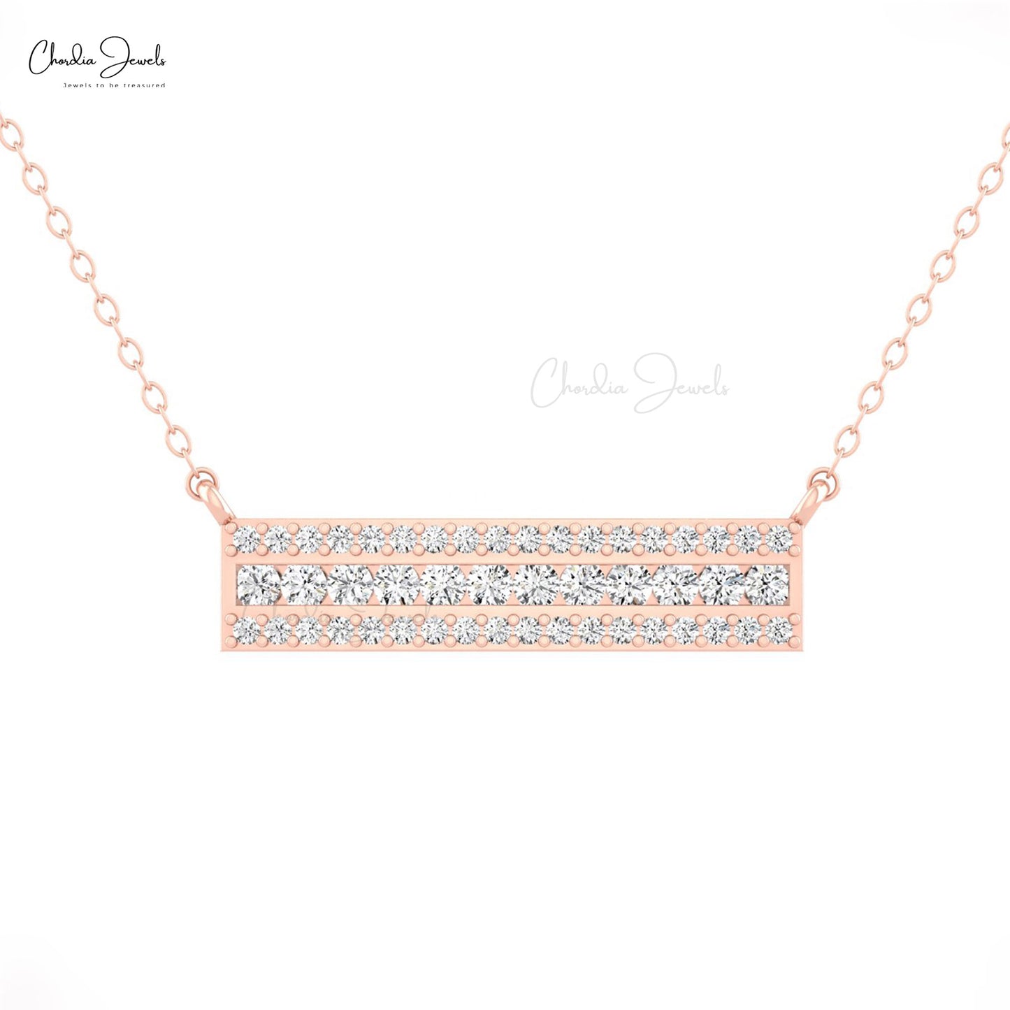 round diamond bar necklace