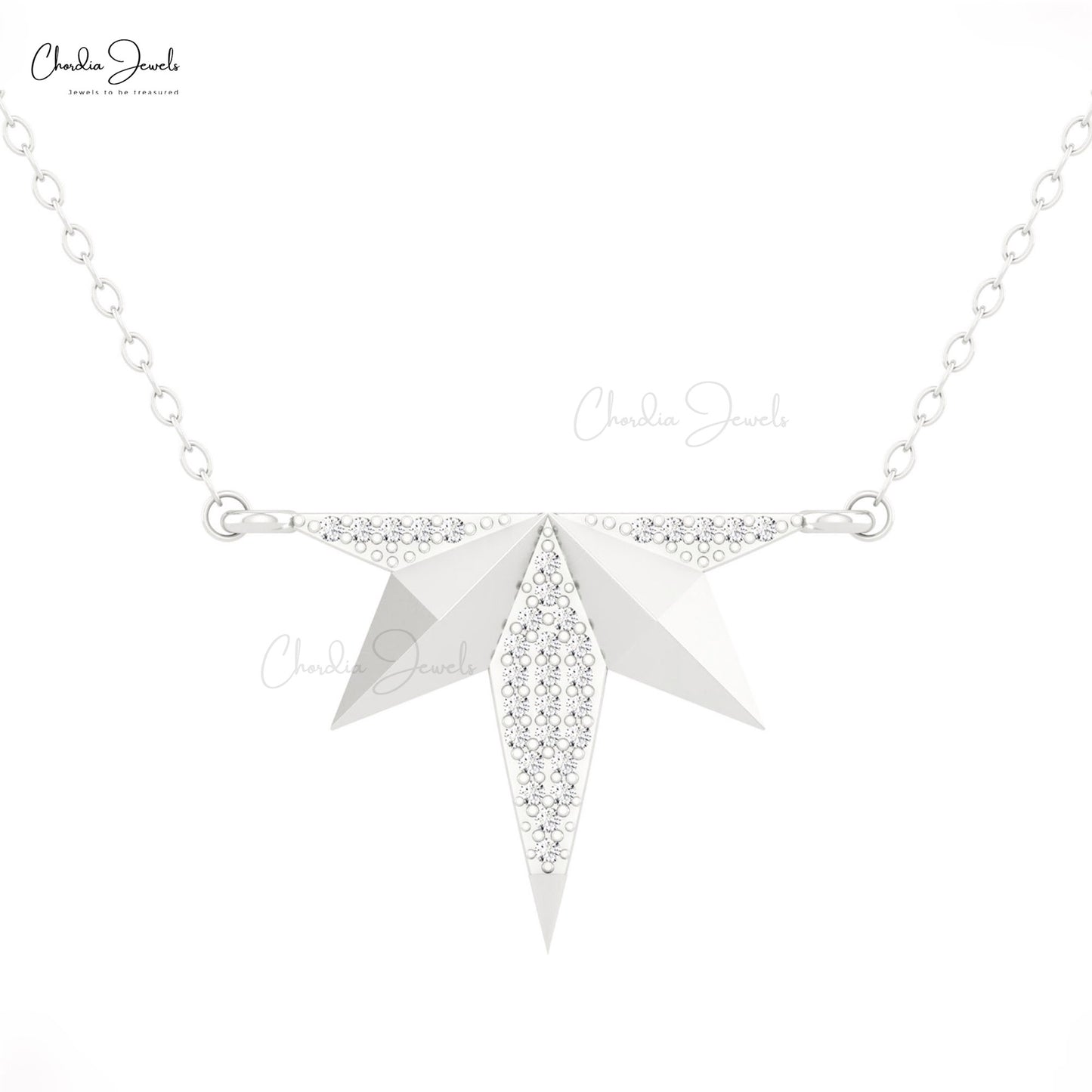 Authentic 0.16ct White Diamond Starburst Necklace 14k Solid Gold Unique Necklace For Gift